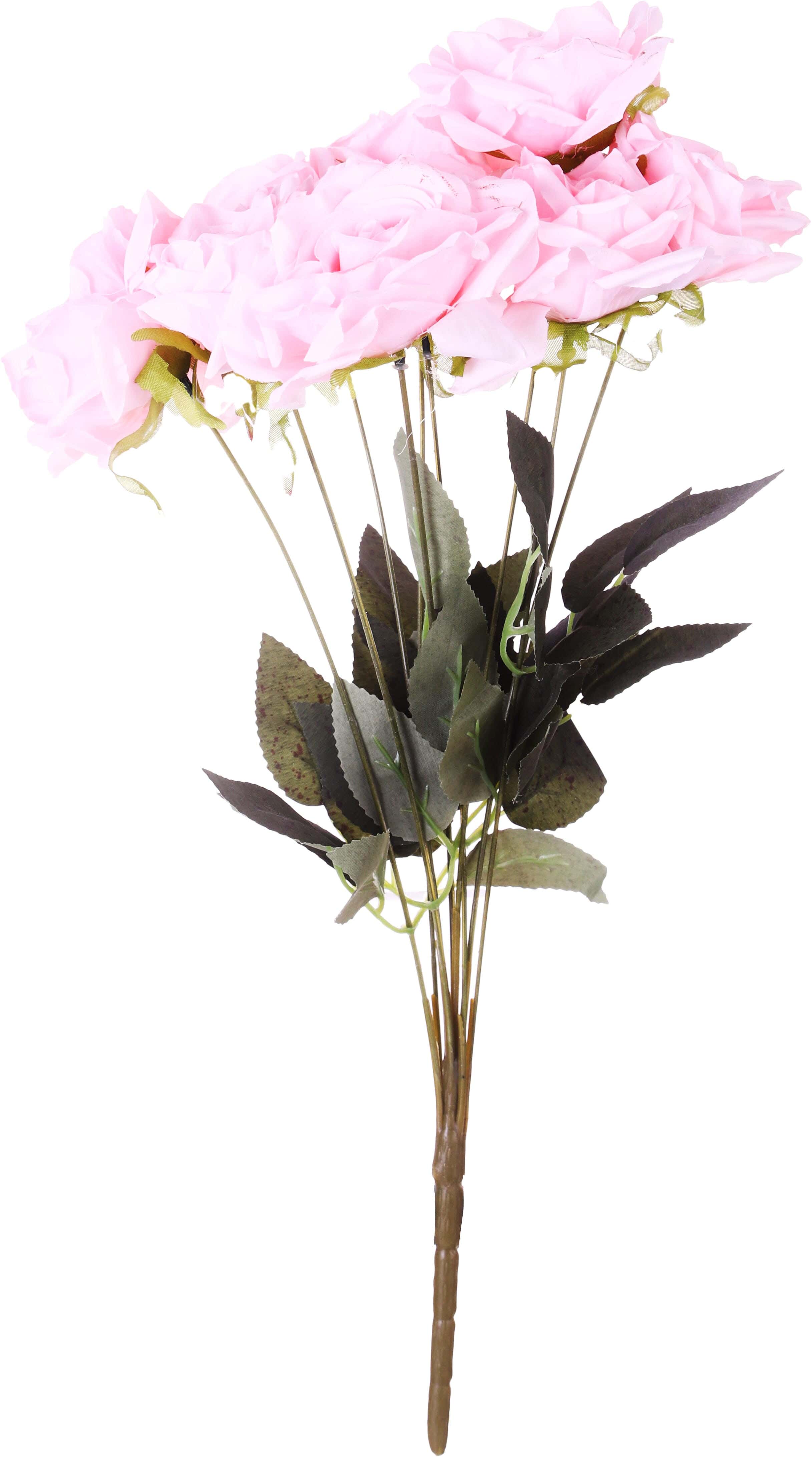 Group Tiger Plastic Flower Bouquet, 9 Roses, 46 cm - Rose
