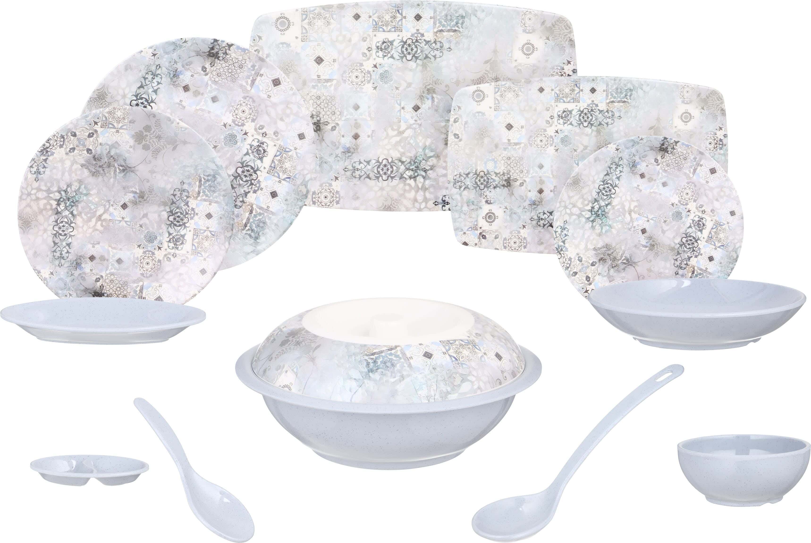 Al Mohandes Melamine Round Dinner Set, 38 Pieces - Multicolor