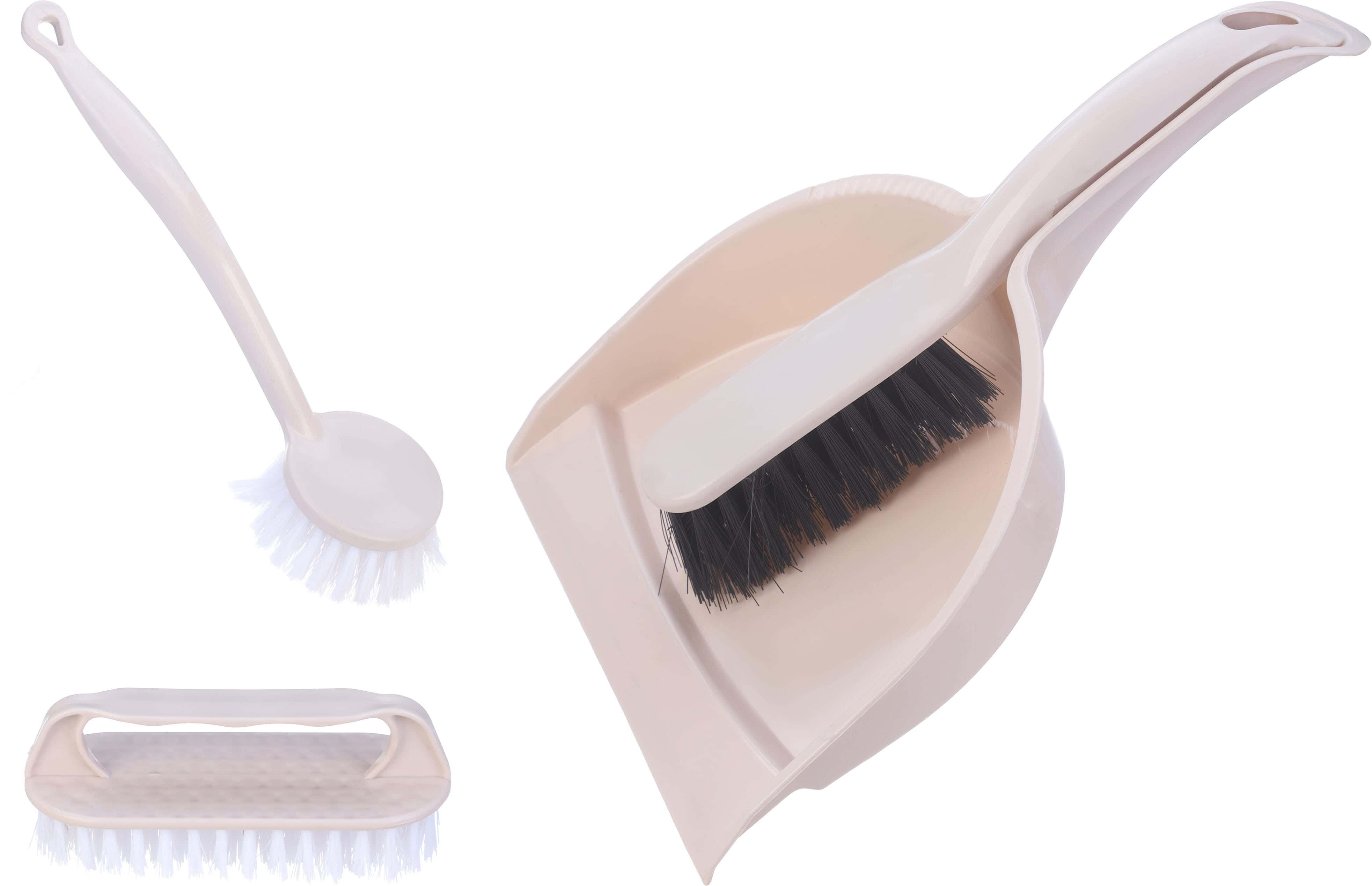 Plastic Cleaning Tool Set, 4 Pieces - Light Beige