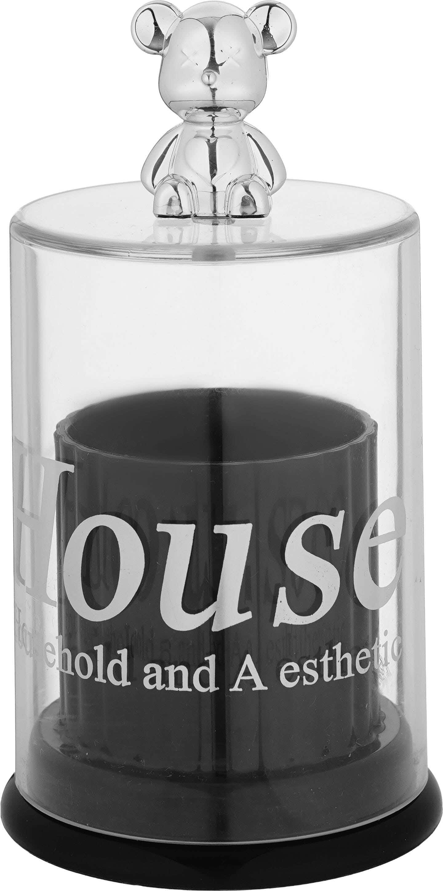Plastic Toothpick Holder with Lid, 7×7.2×10.5 cm - Black Clear