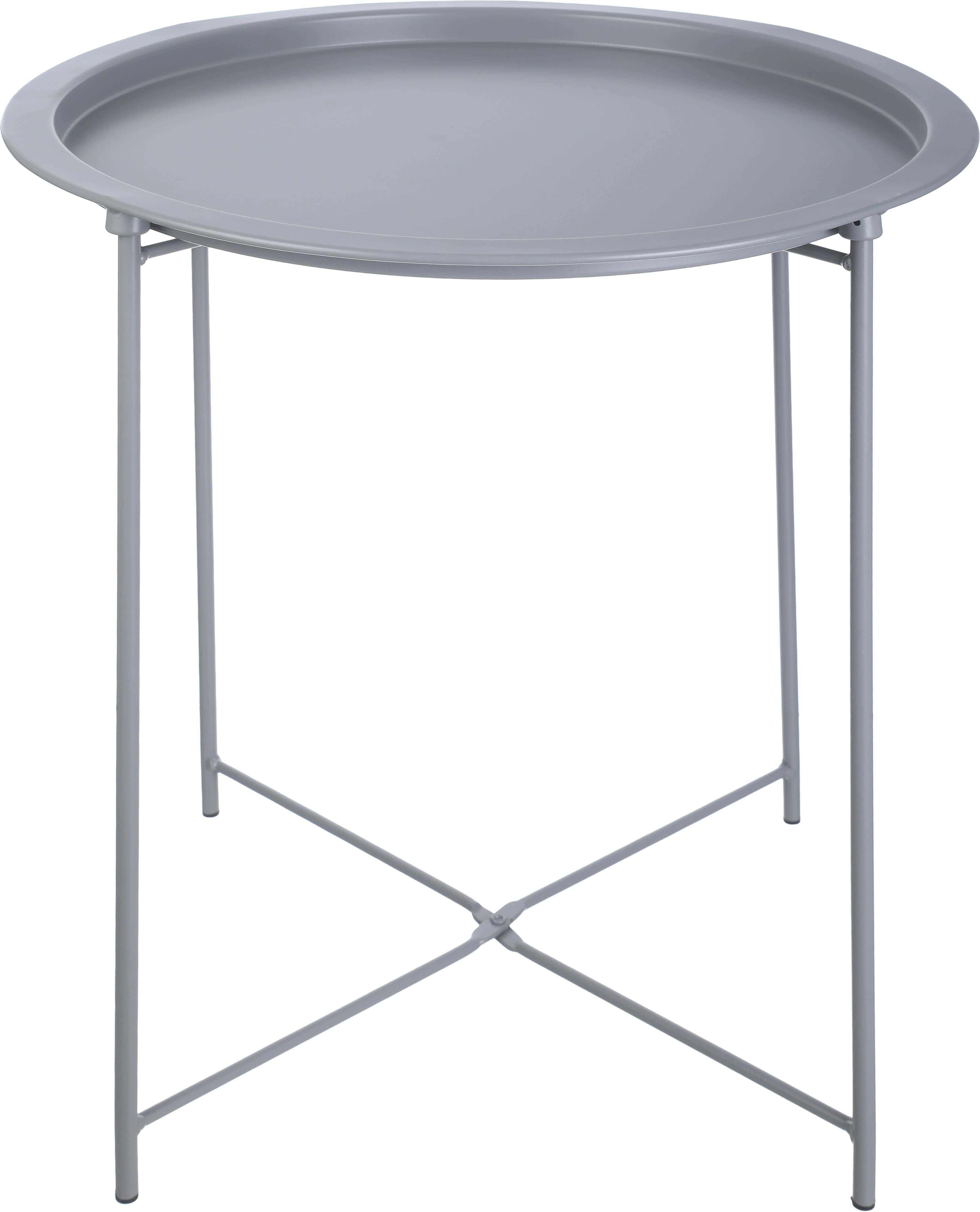 Metal Round Side Table With Separate Base, 50x47 cm - Grey