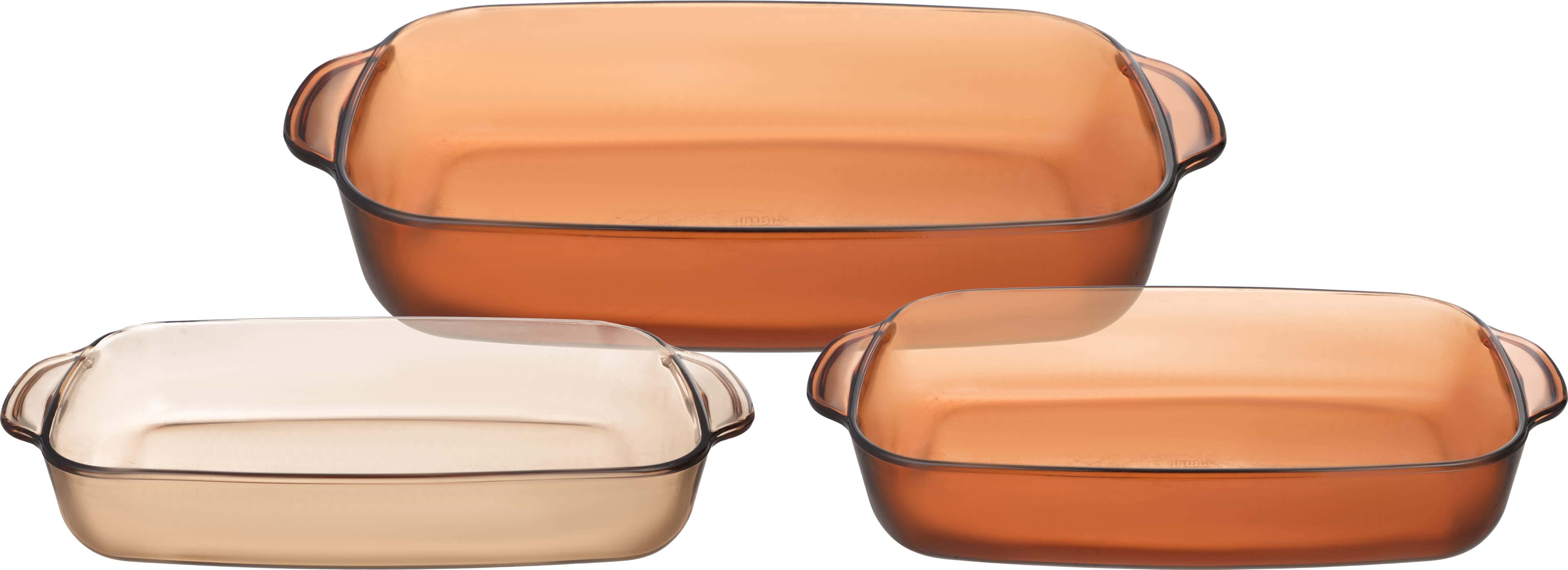 Simax Thermal Glass Square Oven Dish Set, 3 Pieces - Light Brown