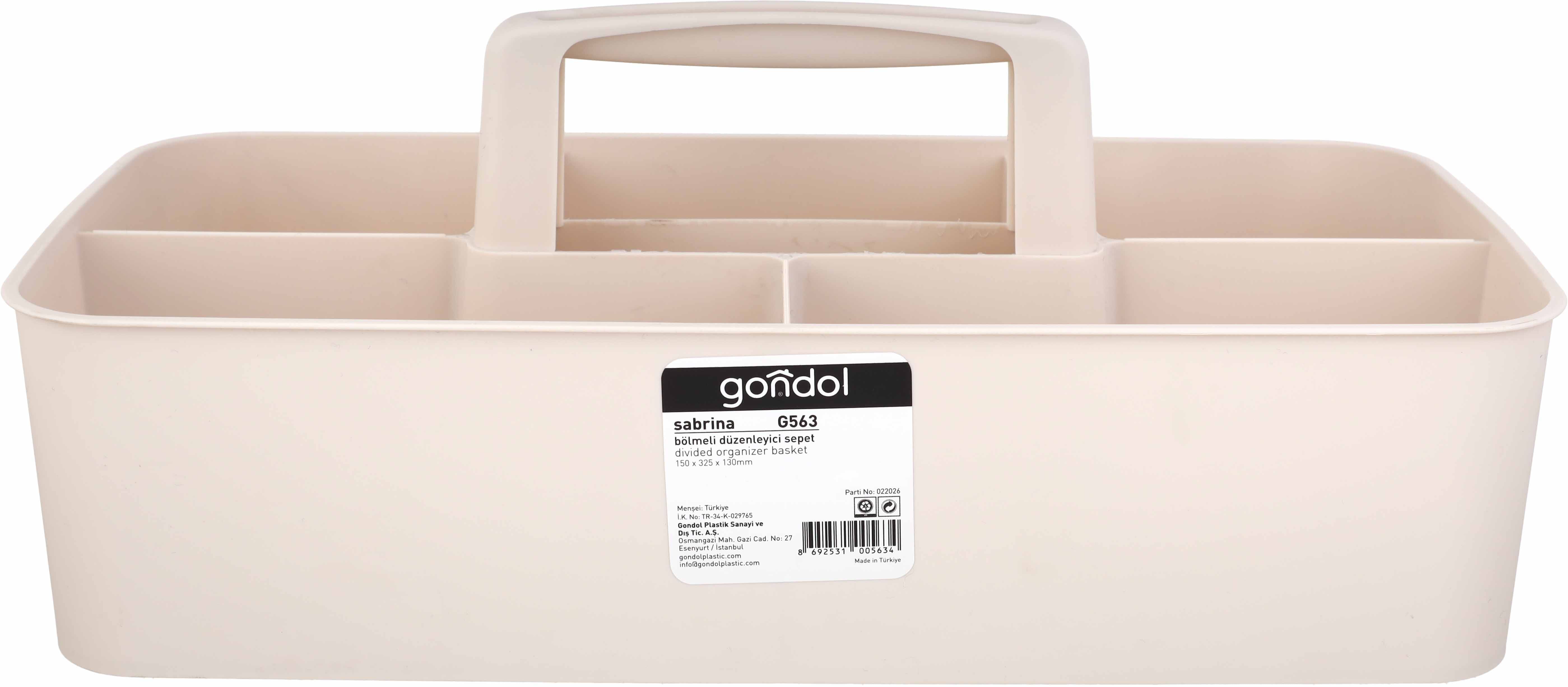 Gondol Plastic Tool Organizer, 5 Eyes, 13×32.5×15 cm - Off White