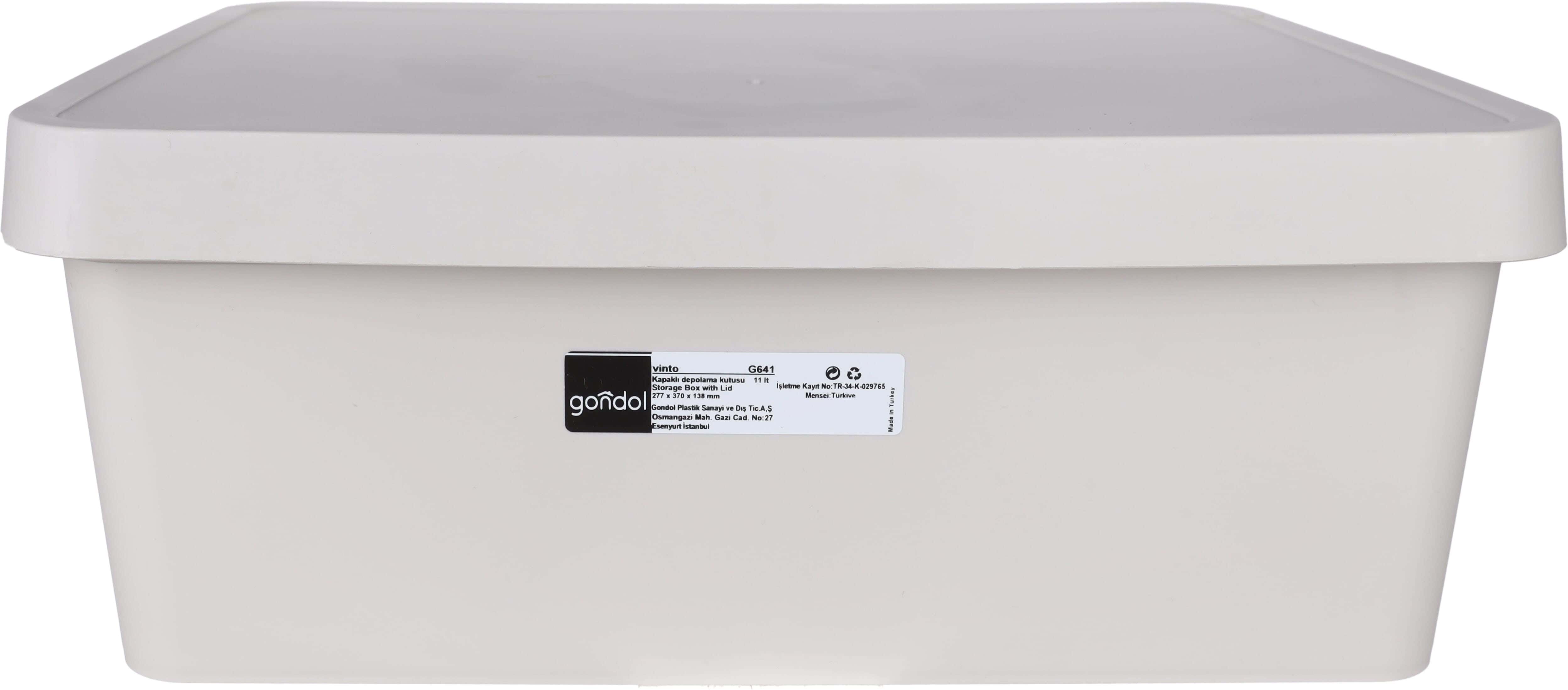 Gondol Plastic Storage Box with Lid, 11 Liters - Coffee