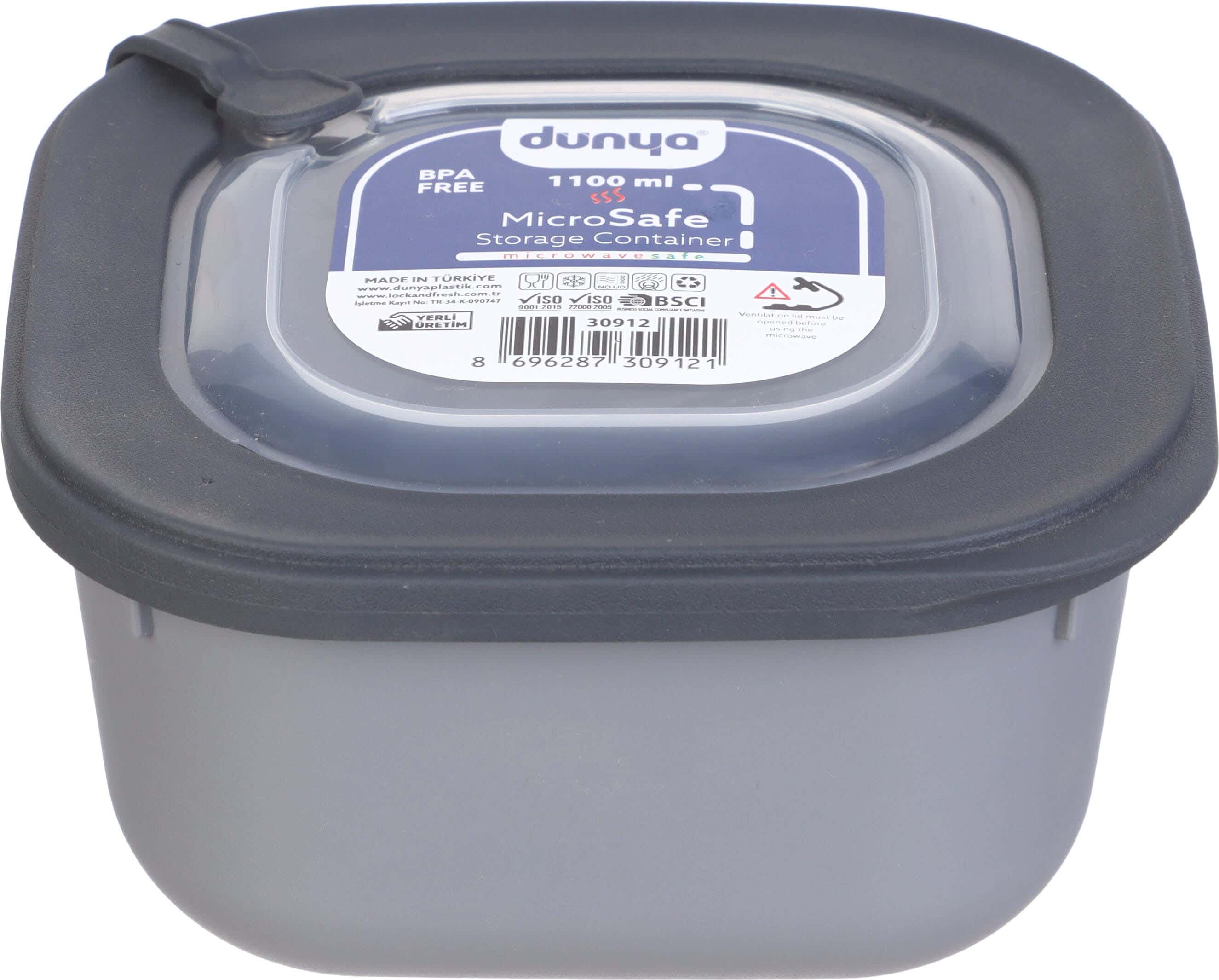 Dunya Plastic Refrigerator box, 1100 ml - Clear Dark Grey