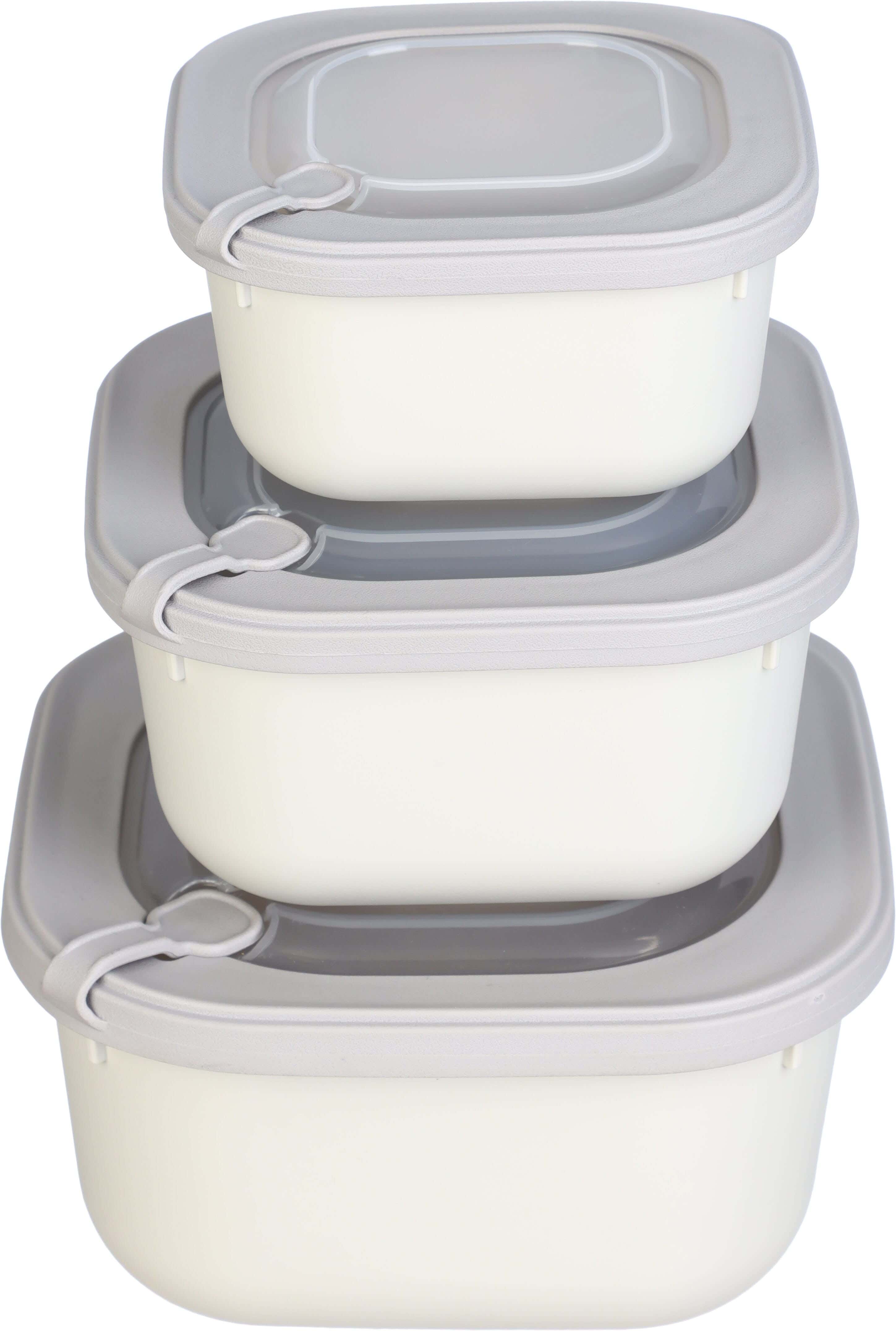 Dunya Plastic Refrigerator Box Set, 3 Pieces - Clear Light Grey