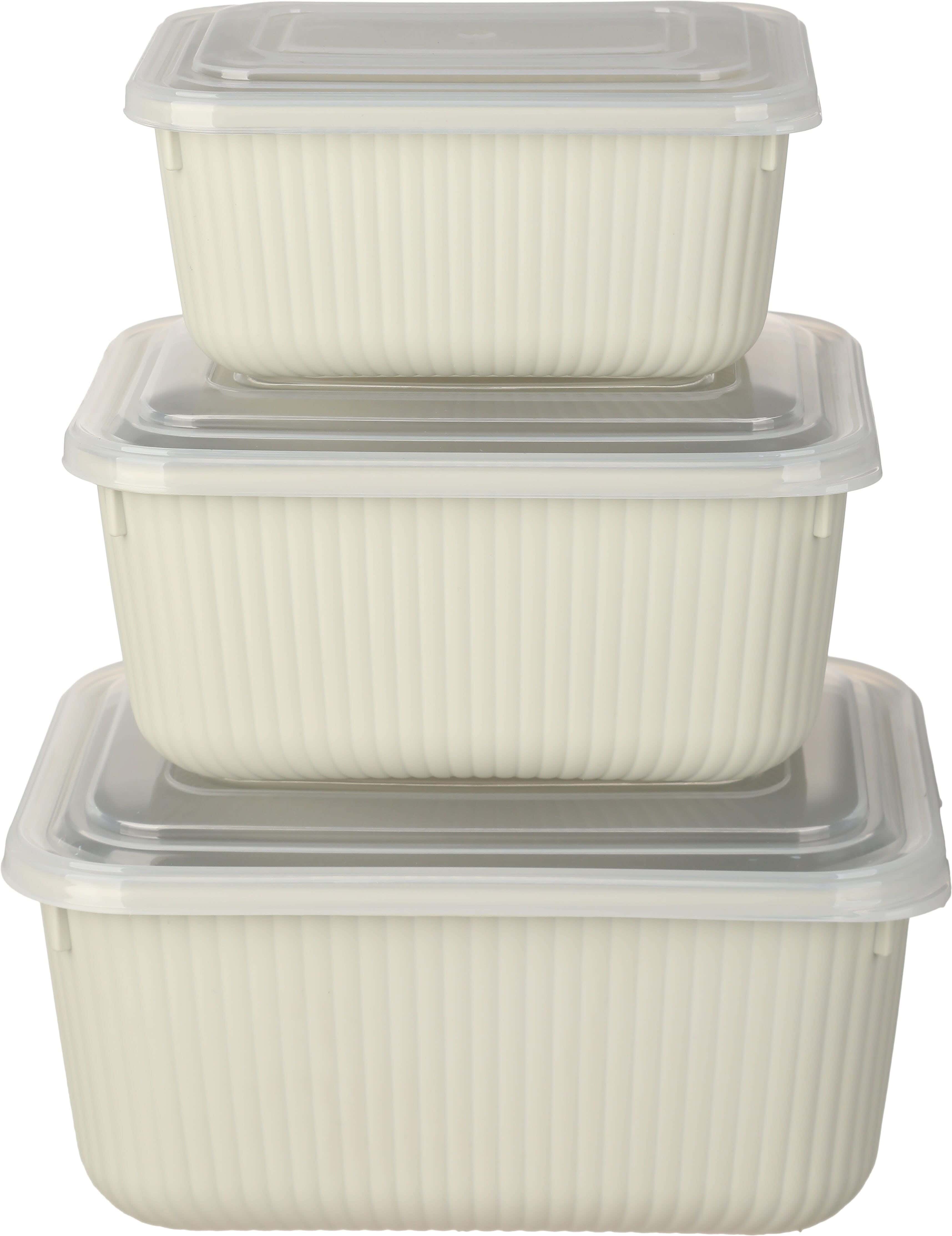 Dunya Plastic Refrigerator Box Set, 3 Pieces - Clear Light Beige
