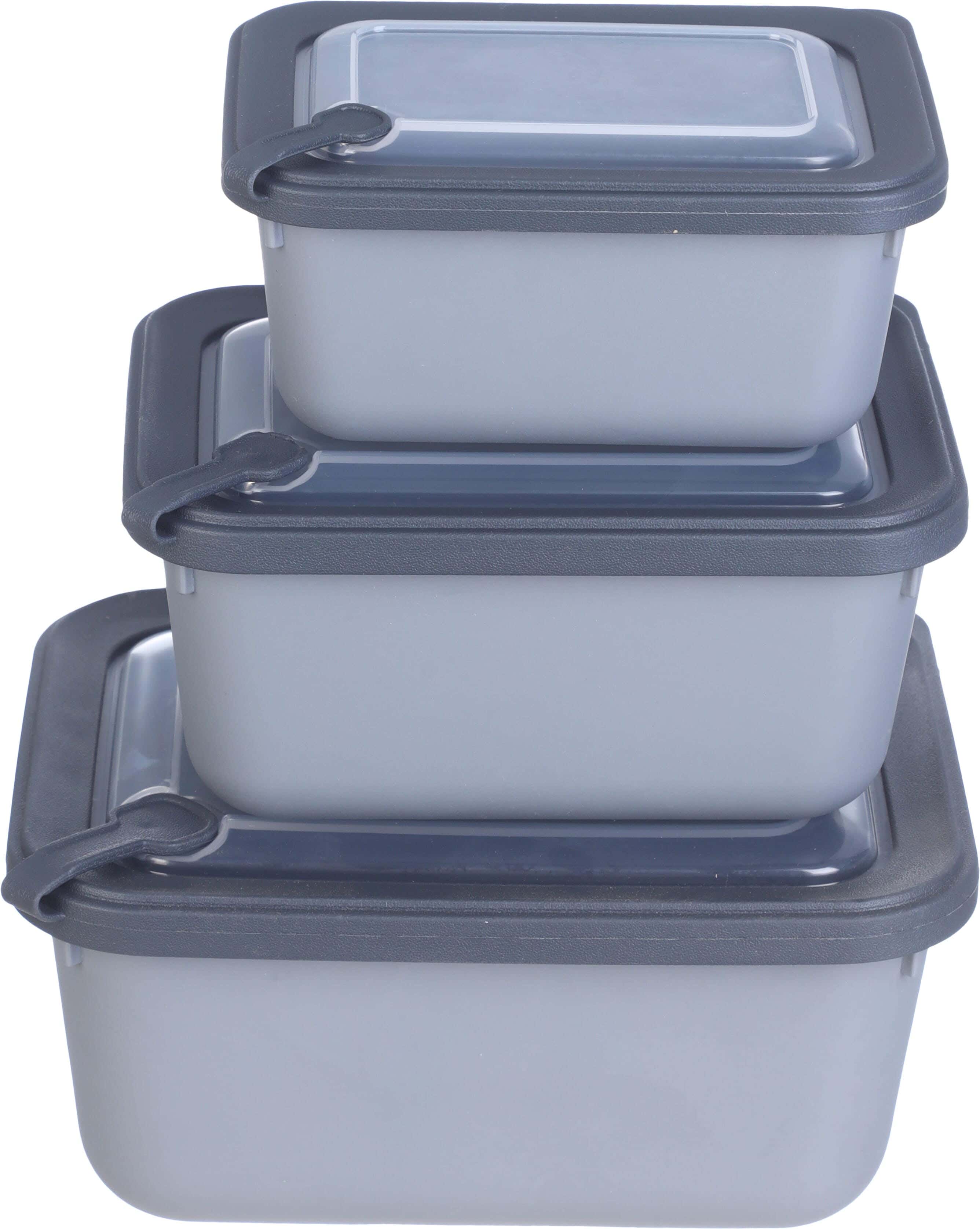 Dunya Plastic Refrigerator Box Set, 3 Pieces - Clear Dark Grey