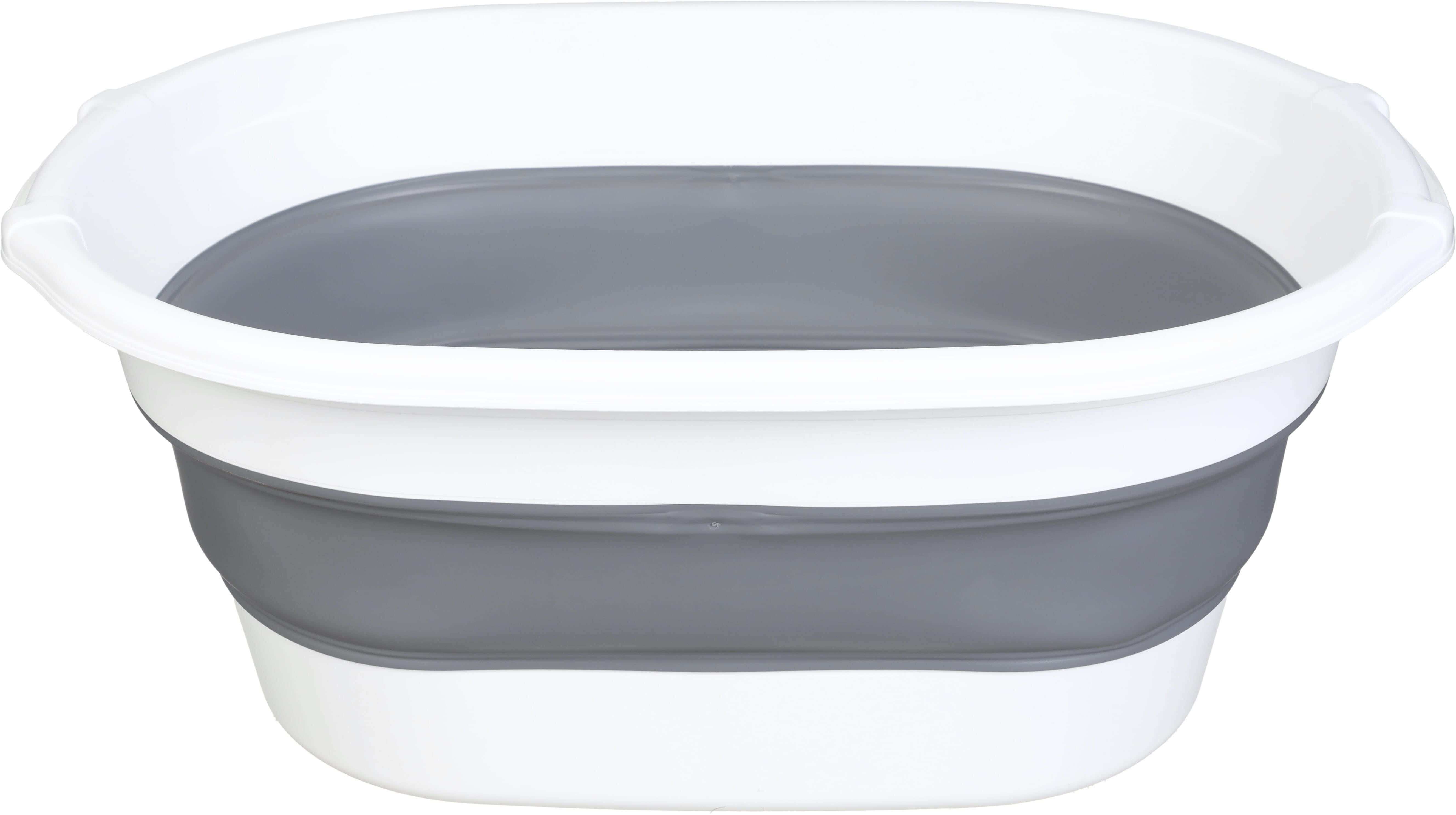Dunya Plastic×Silicone Washing Dish, Foldble, 38 litre - White Grey