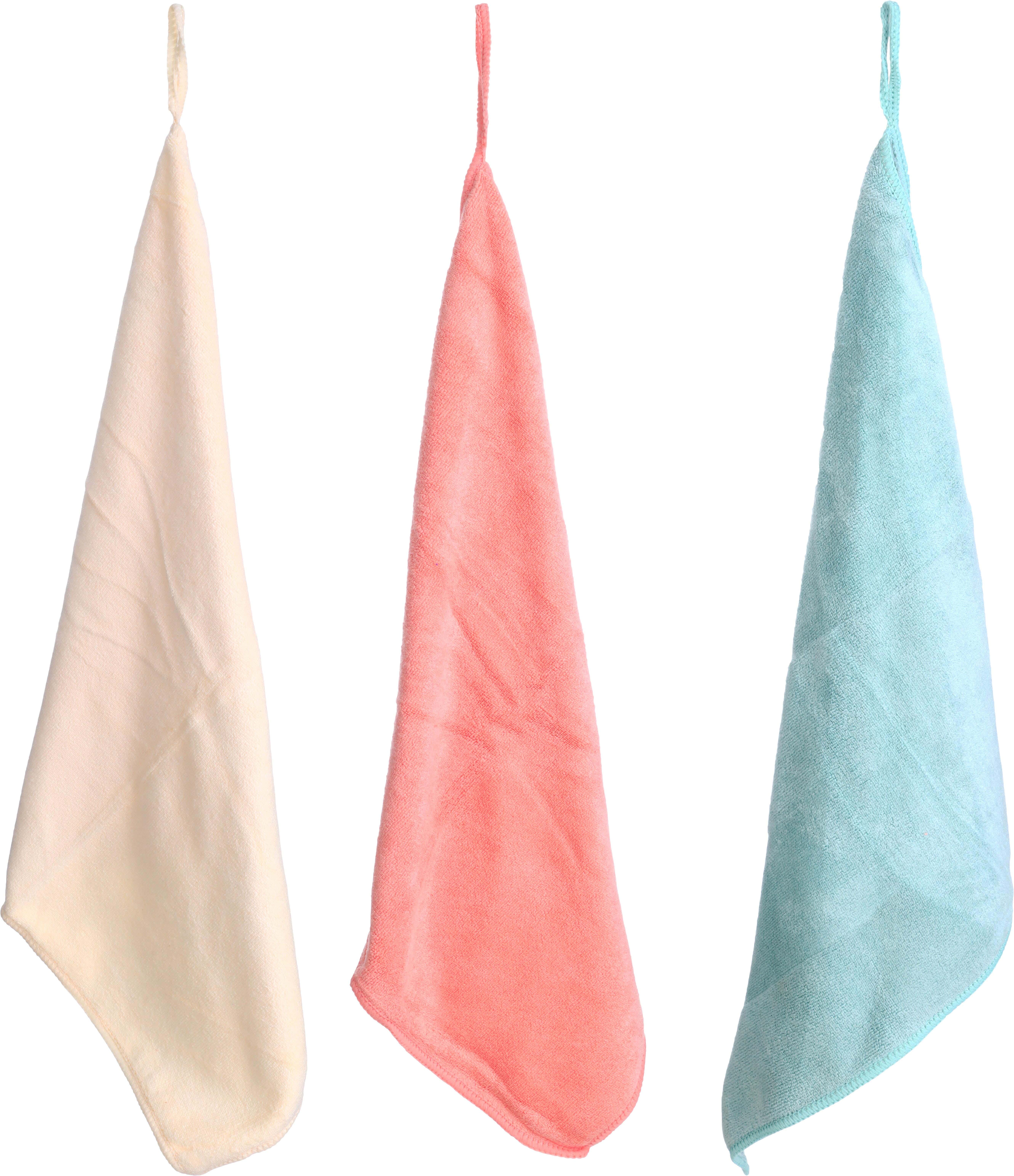 Microfiber Cleaning Towels Set, 3 Pieces, 35×35 cm - Multicolor