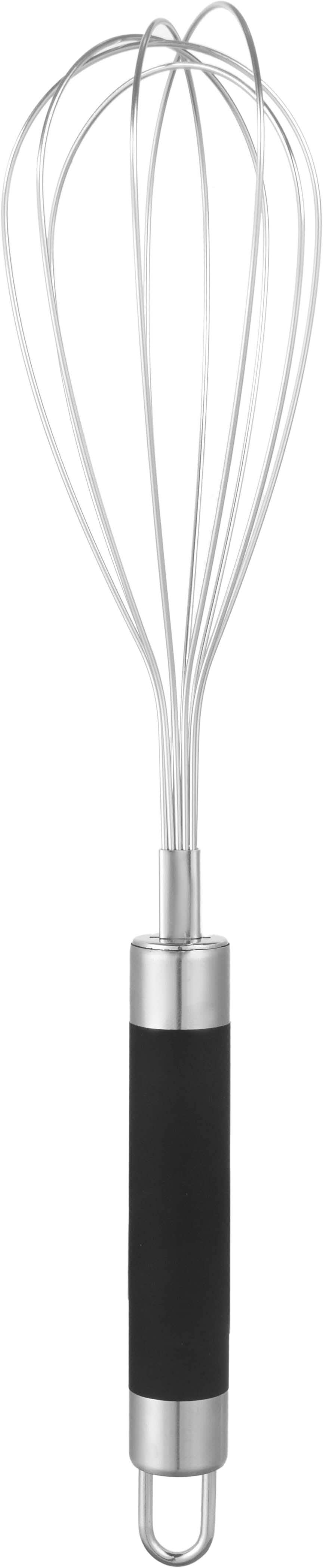 Stainless steel egg beater, stainless steel handle, 28 cm - Black Silver