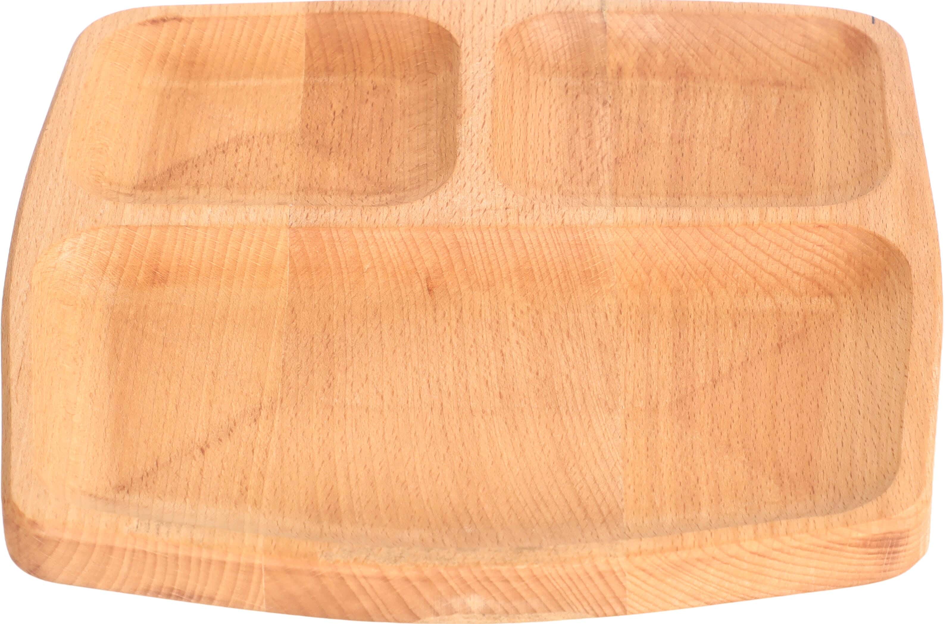 Rosewood Square Plate Beech Wood, 3 Eyes, 25 Cm - Wooden