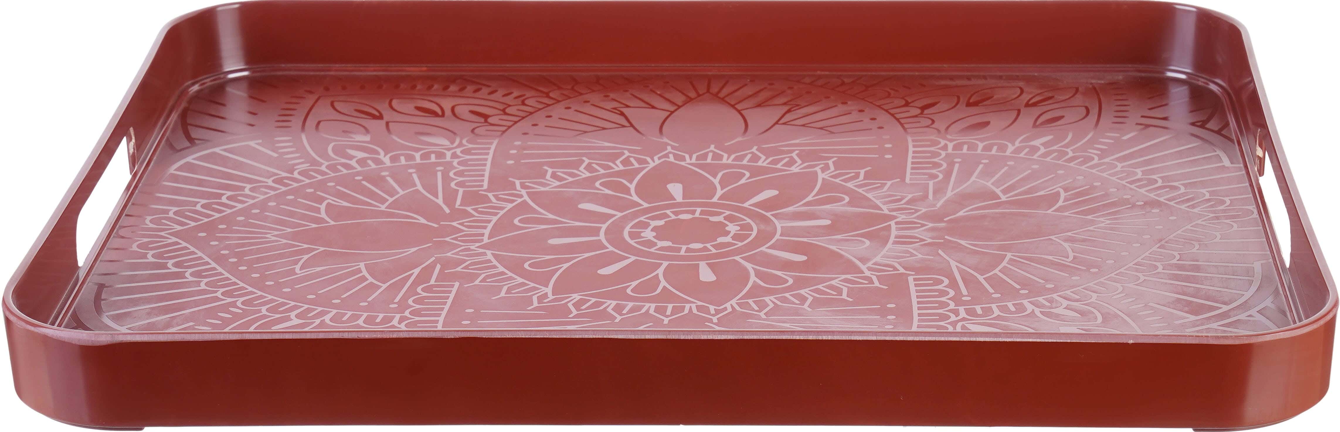 Mandala Melamine Rectangular Serving Tray, 40×50 cm - Brown