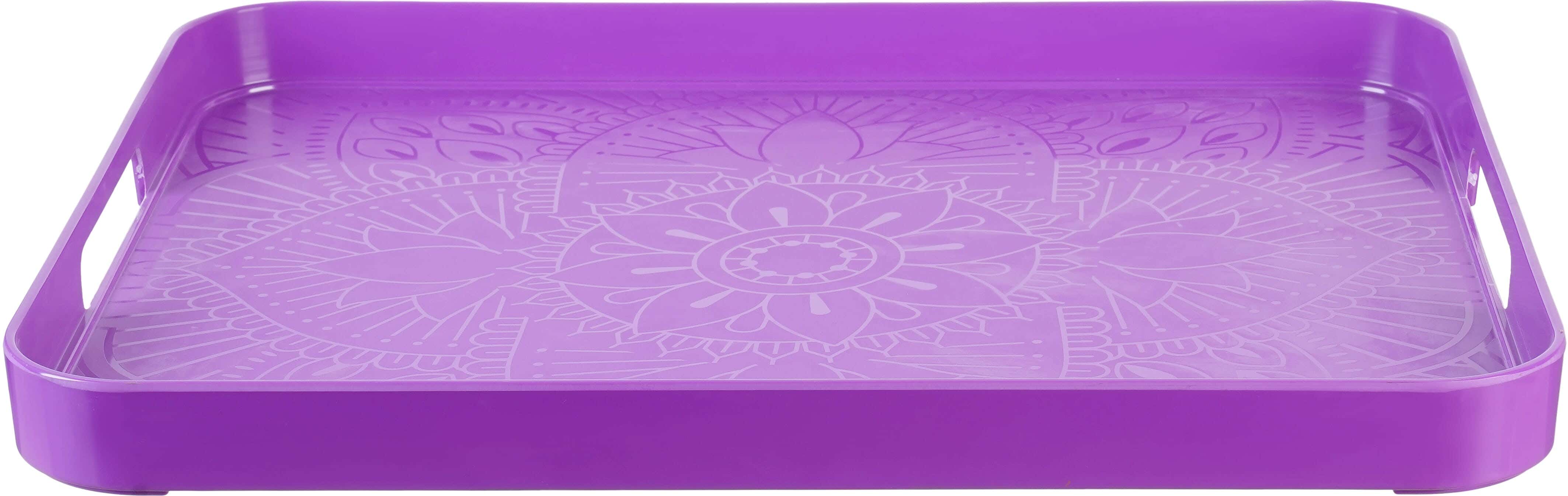 Mandala Melamine Rectangular Serving Tray, 40×50 cm - Mauve