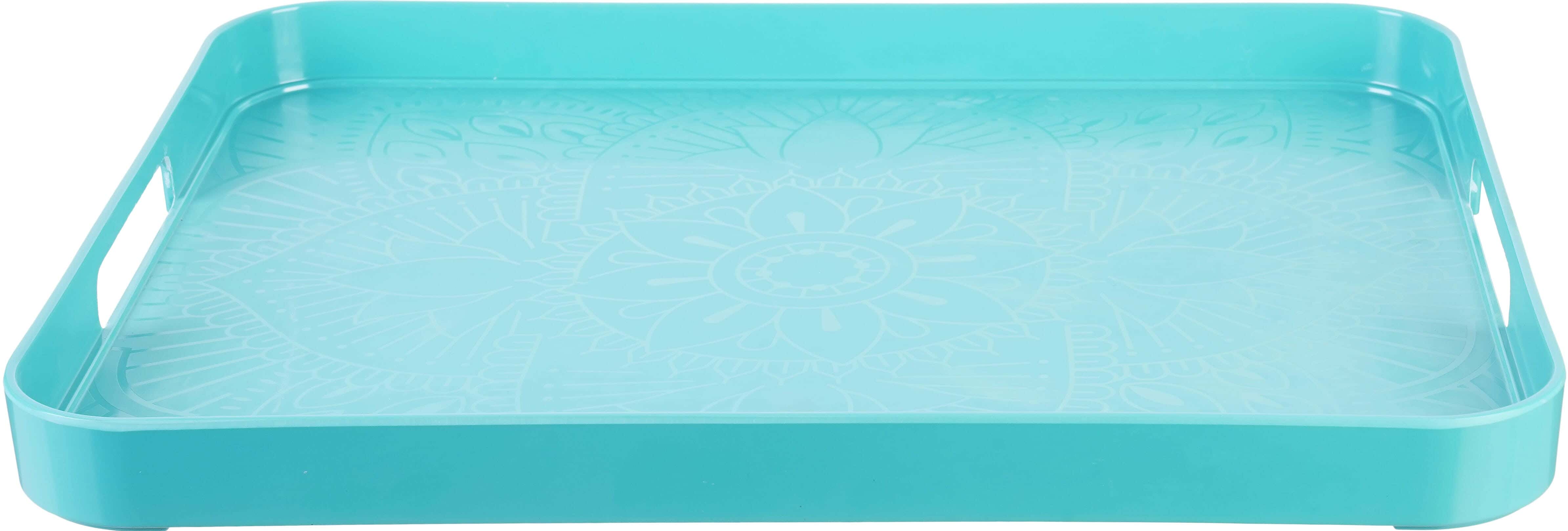 Mandala Melamine Rectangular Serving Tray, 40×50 cm - Turquoise