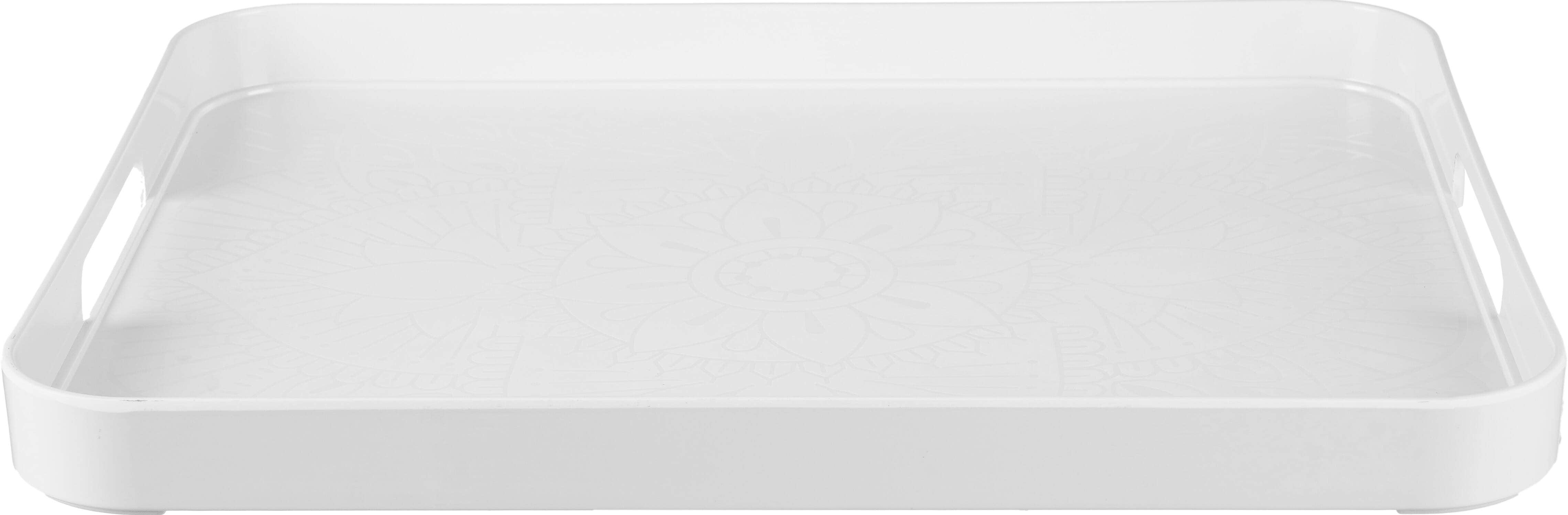 Mandala Melamine Rectangular Serving Tray, 40×50 cm - White