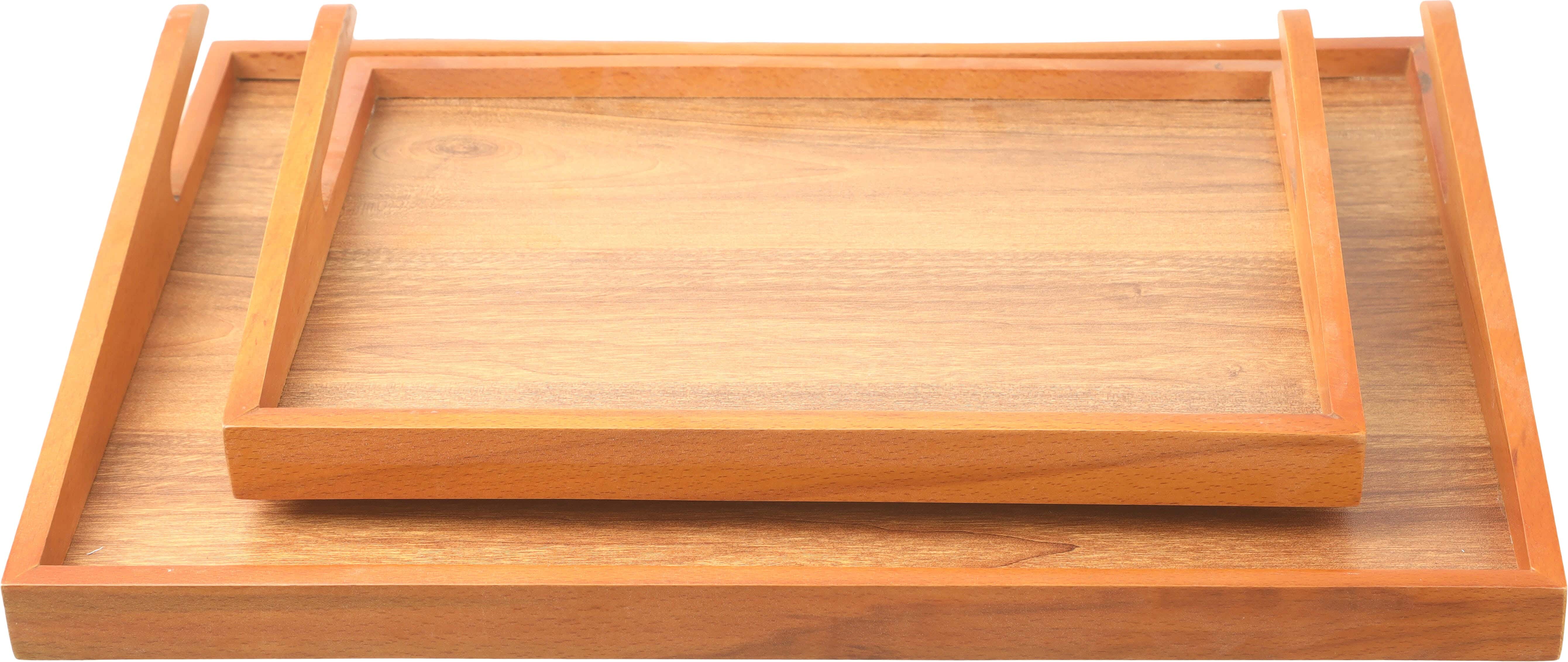 EL Salsabil Wooden Serving Tray Set, 2 Pieces - Brown
