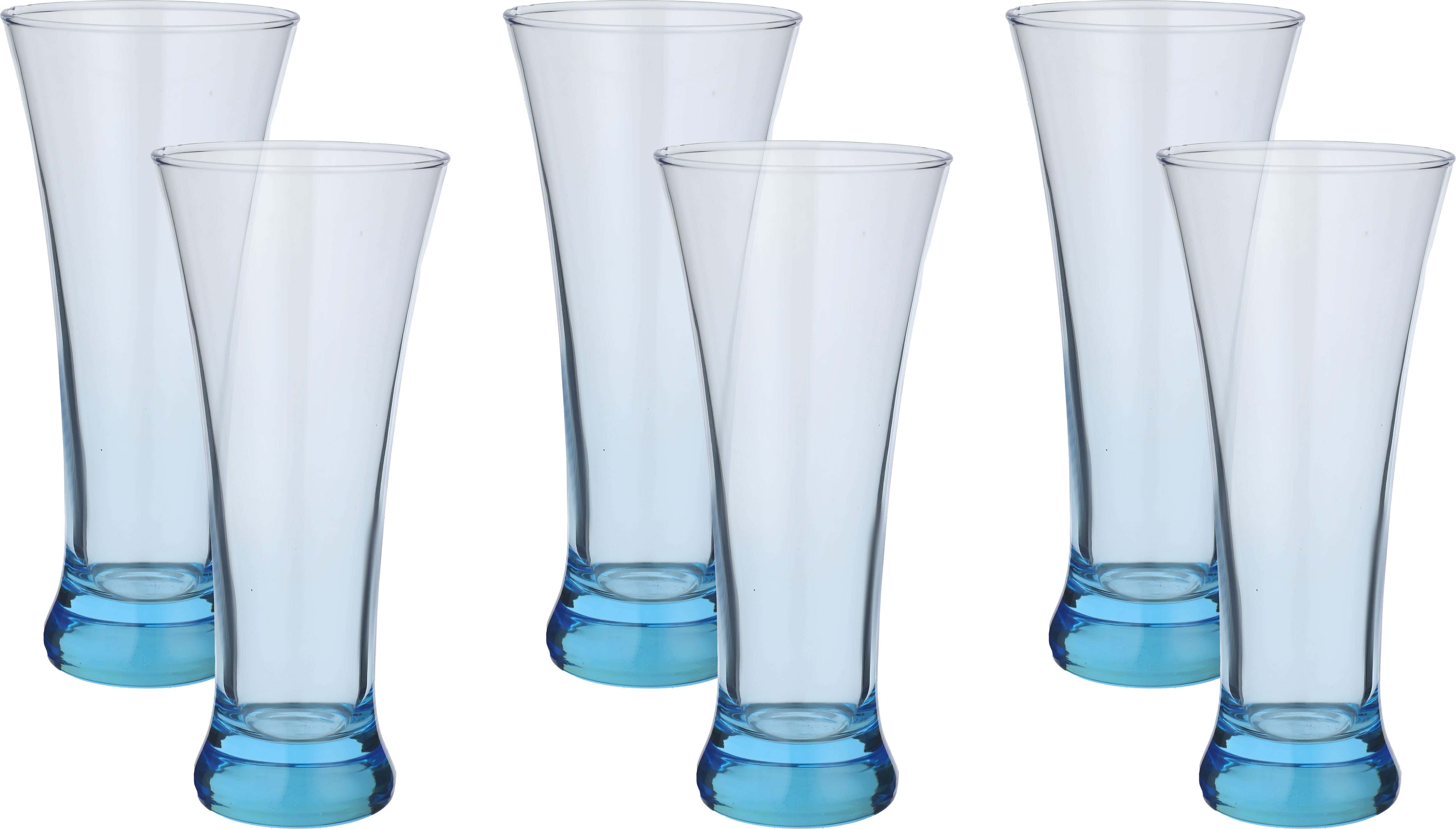 Pasabahce Glass Cups Set, 6 Pieces, 320 ml - Blue