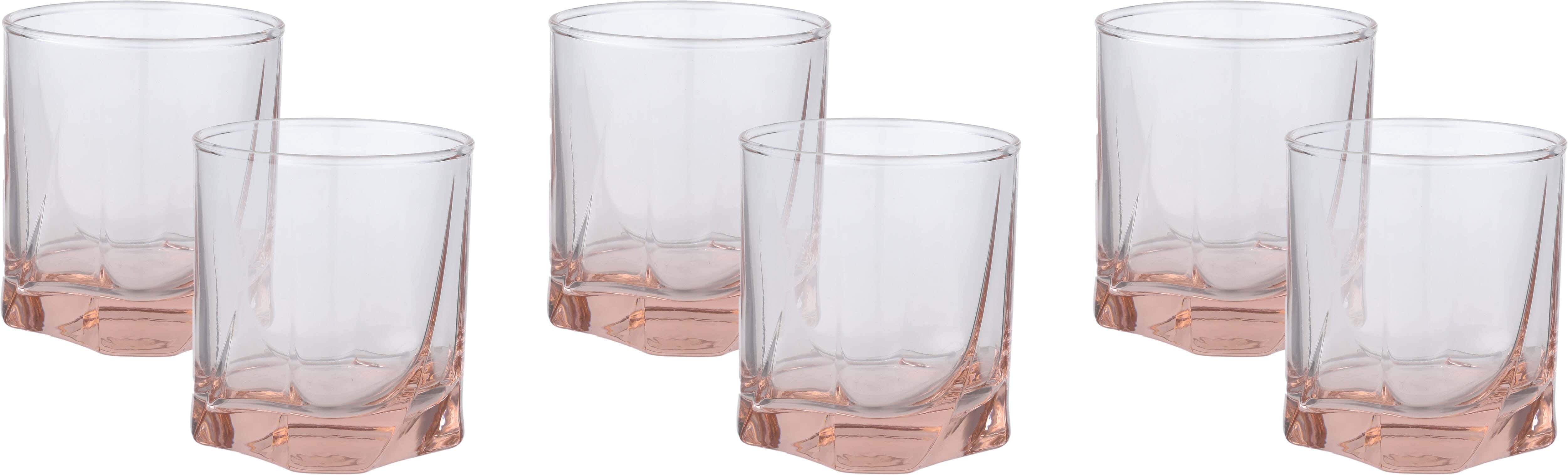 Pasabahce Glass Tea Cups Set, 6 Pieces, 245 ml - Clear Rose