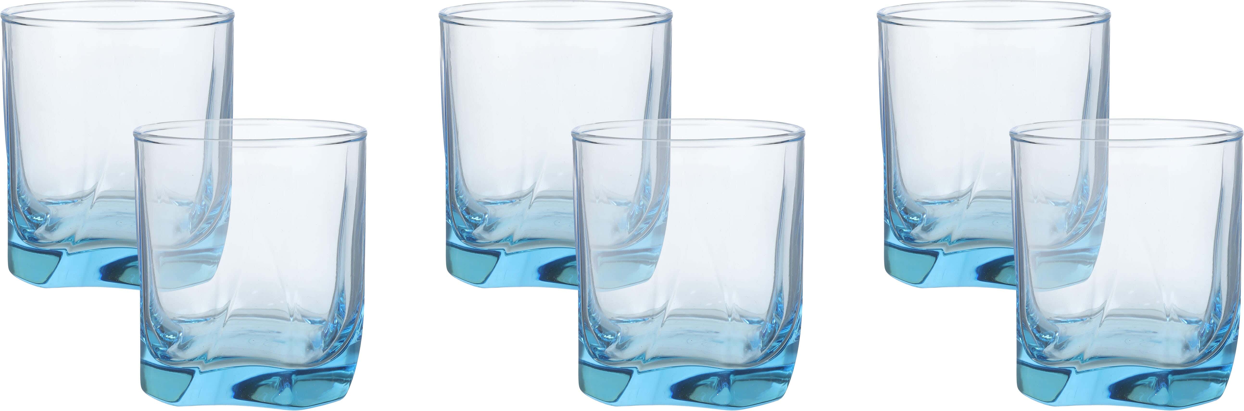 Pasabahce Glass Tea Cups Set, 6 Pieces, 245 ml - Clear Blue