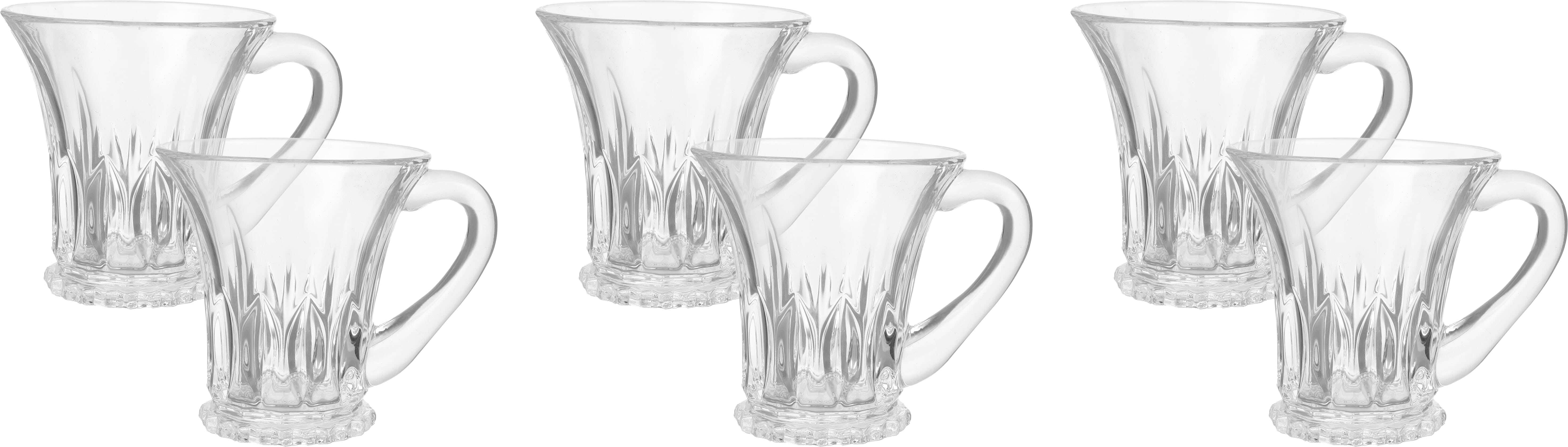 Blink Max Glass Mug Set, 6 Pieces, 123 ml - Clear