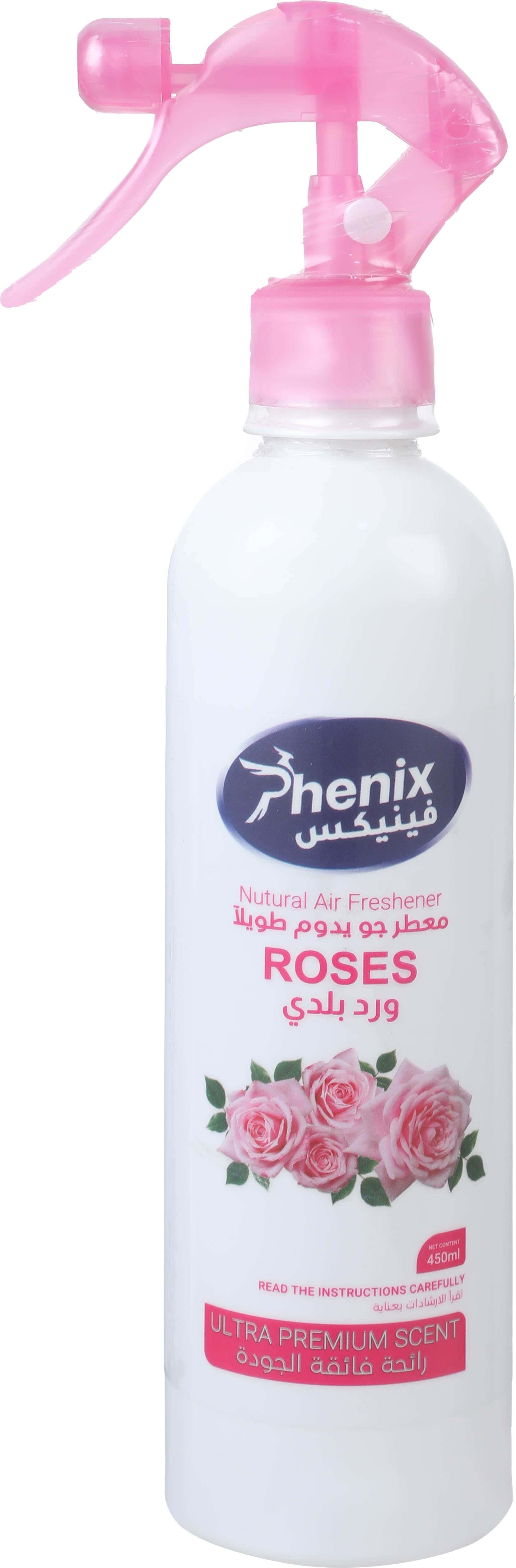Phenix Rose Scented Air Freshener Spray, 450 ml - White Pink