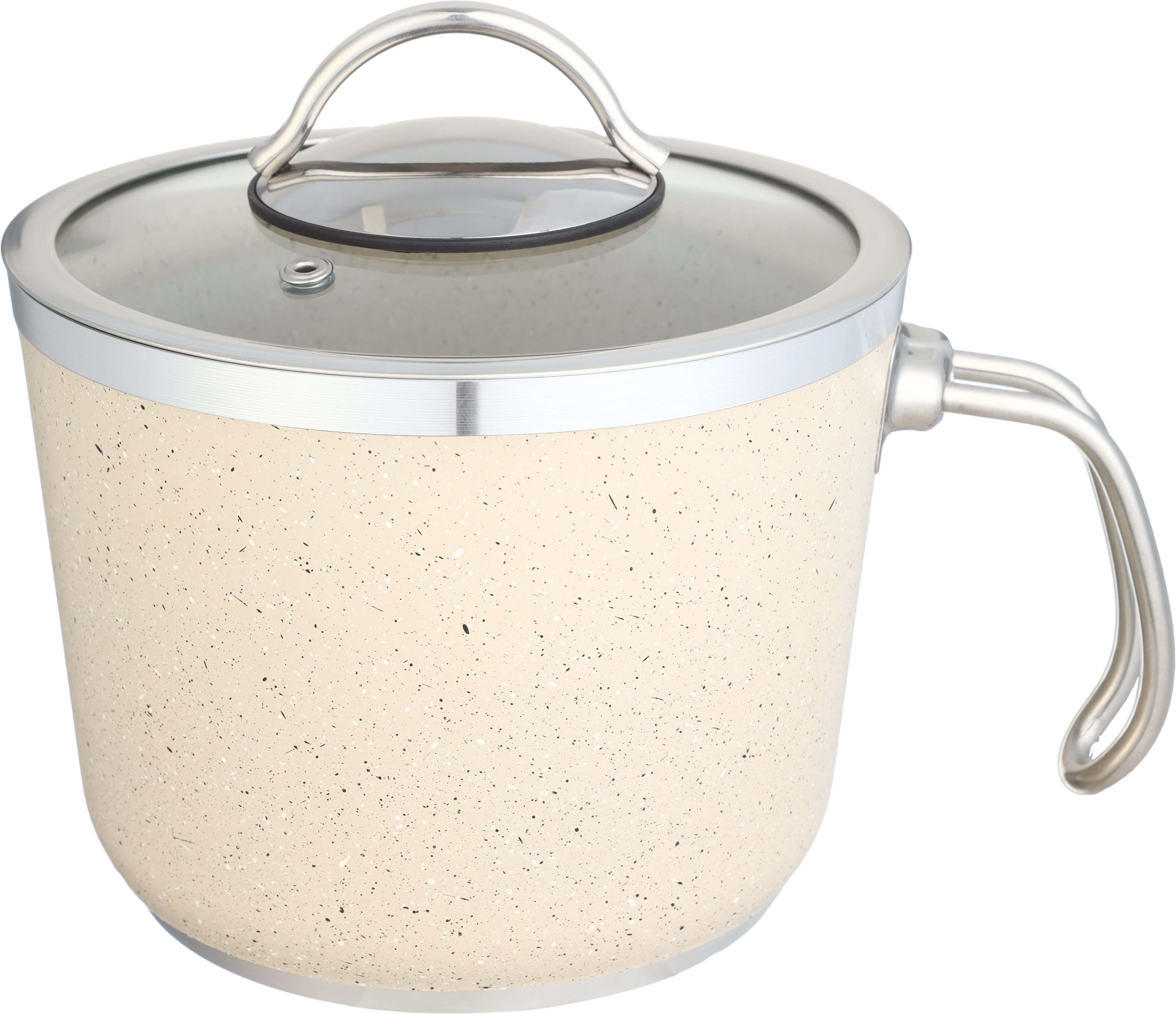 EL Salsabil Titanium Milk Pot, Glass Lid, 16 cm - Beige Silver