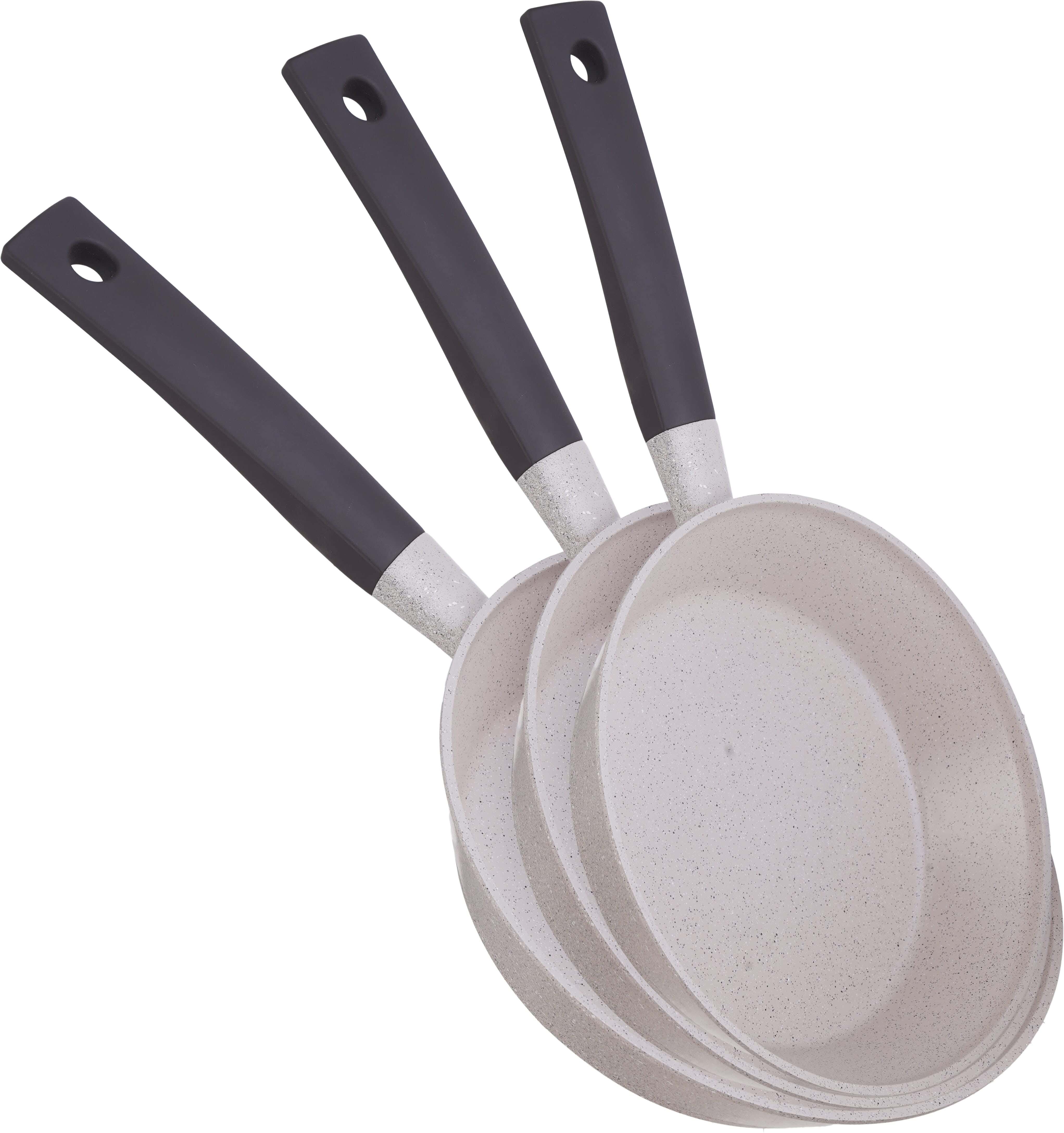 Pyrex Granite Frying Pan Set, 3 Pieces - Beige Brown