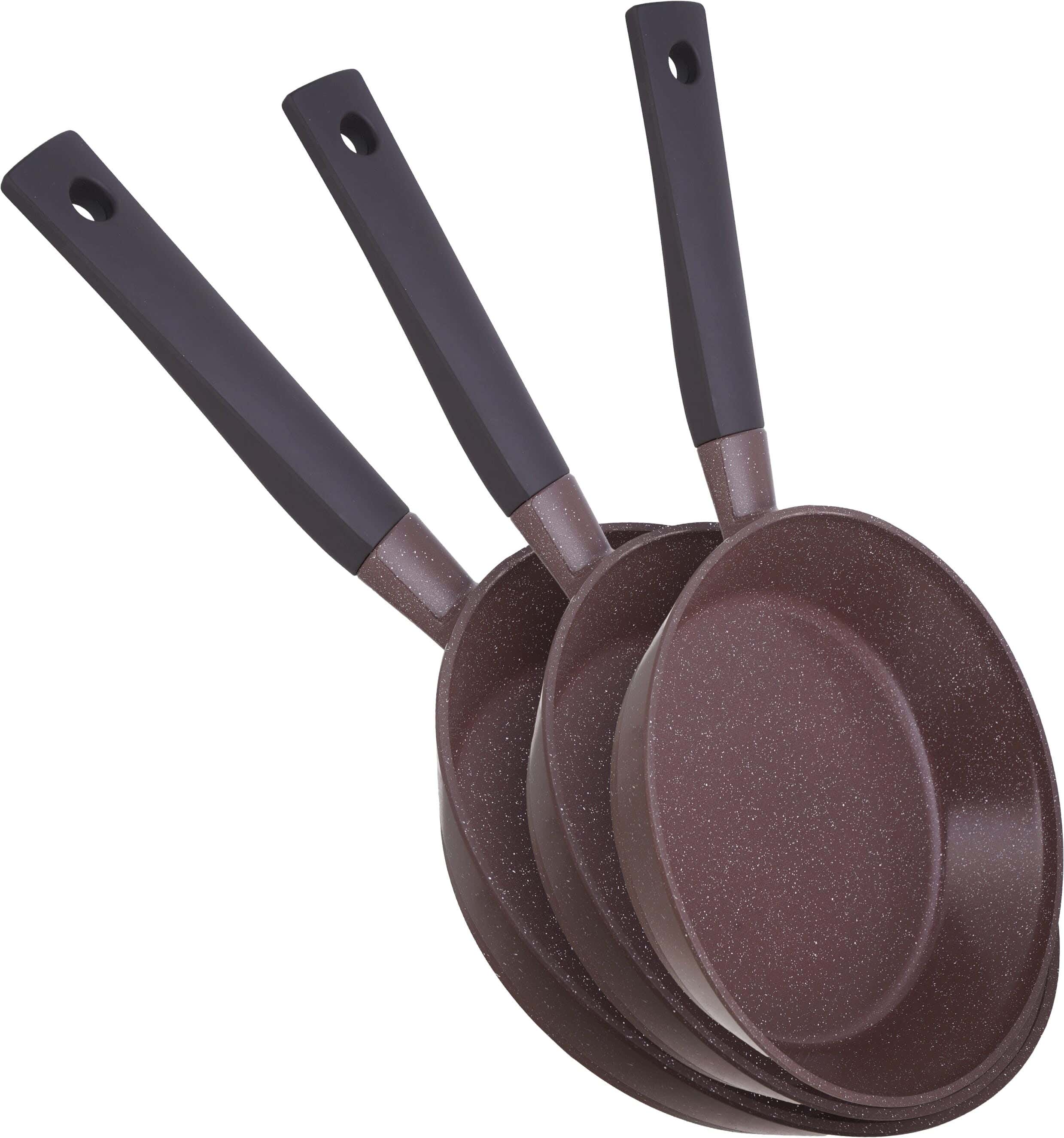 Pyrex Granite Frying Pan Set, 3 Pieces - Brown