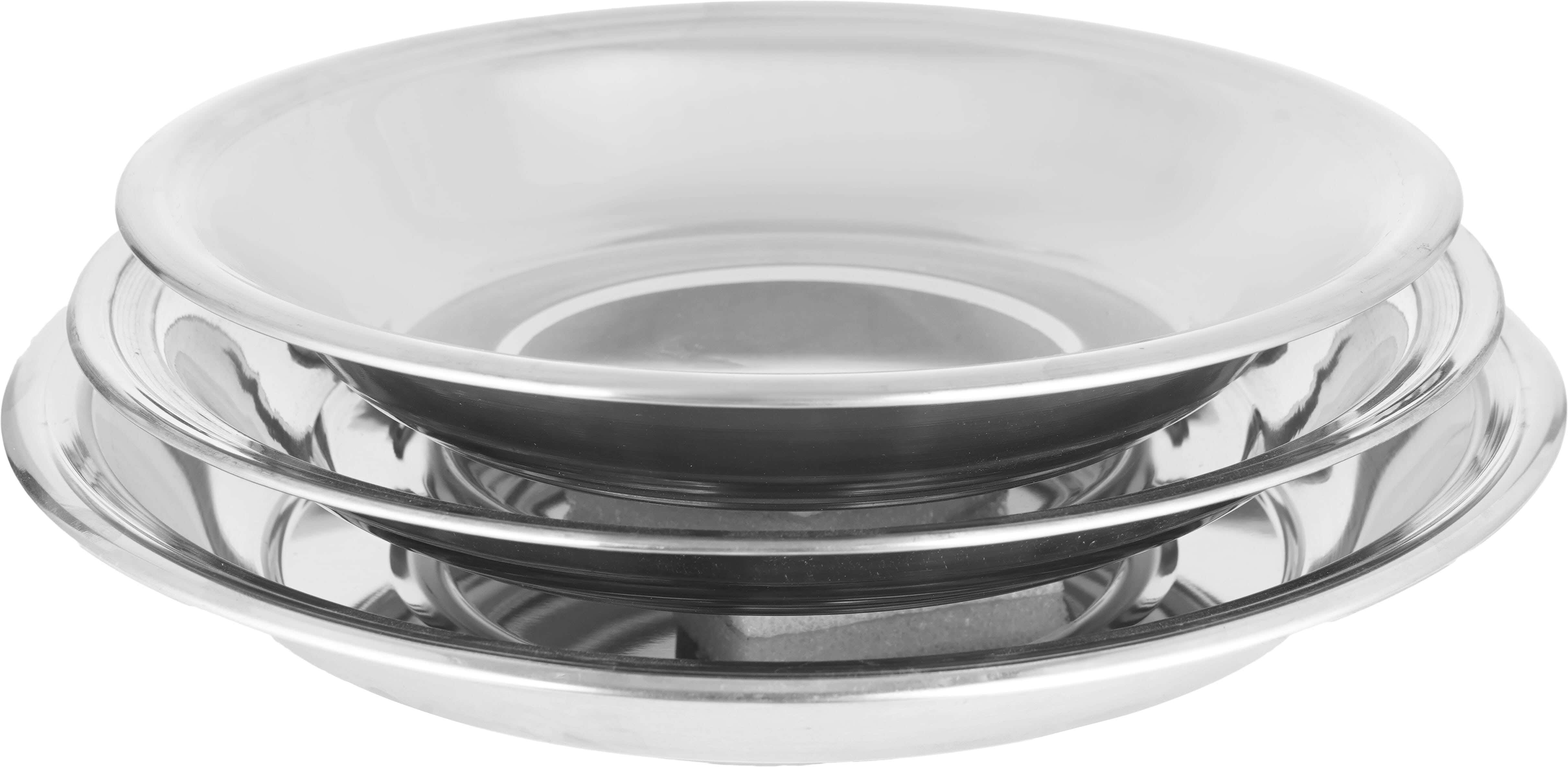 Stainless steel Serving Tray set, 3 Pieces - Silver