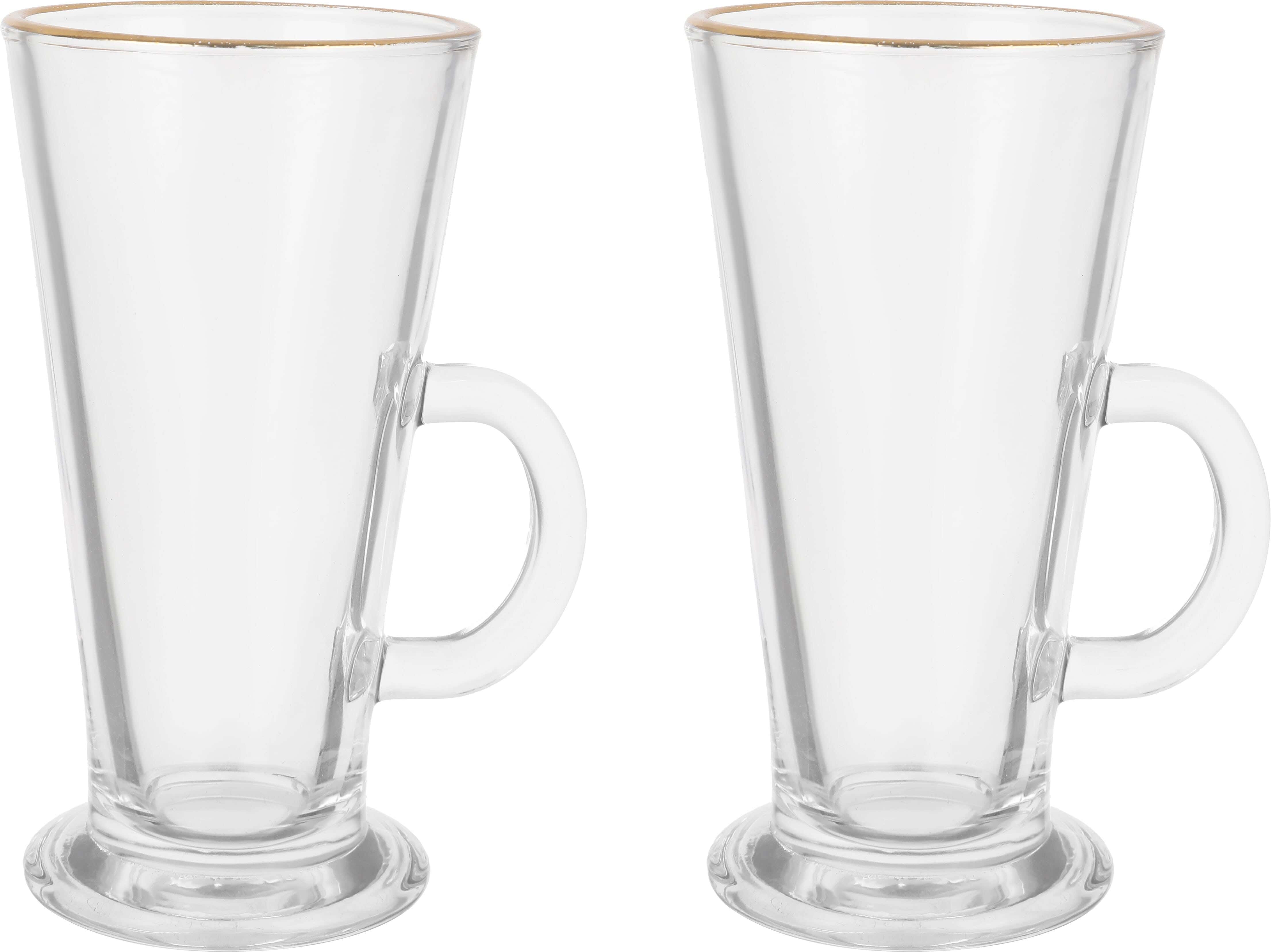 Glass Mug Set, 2 Pieces, 450 ml - Clear Gold