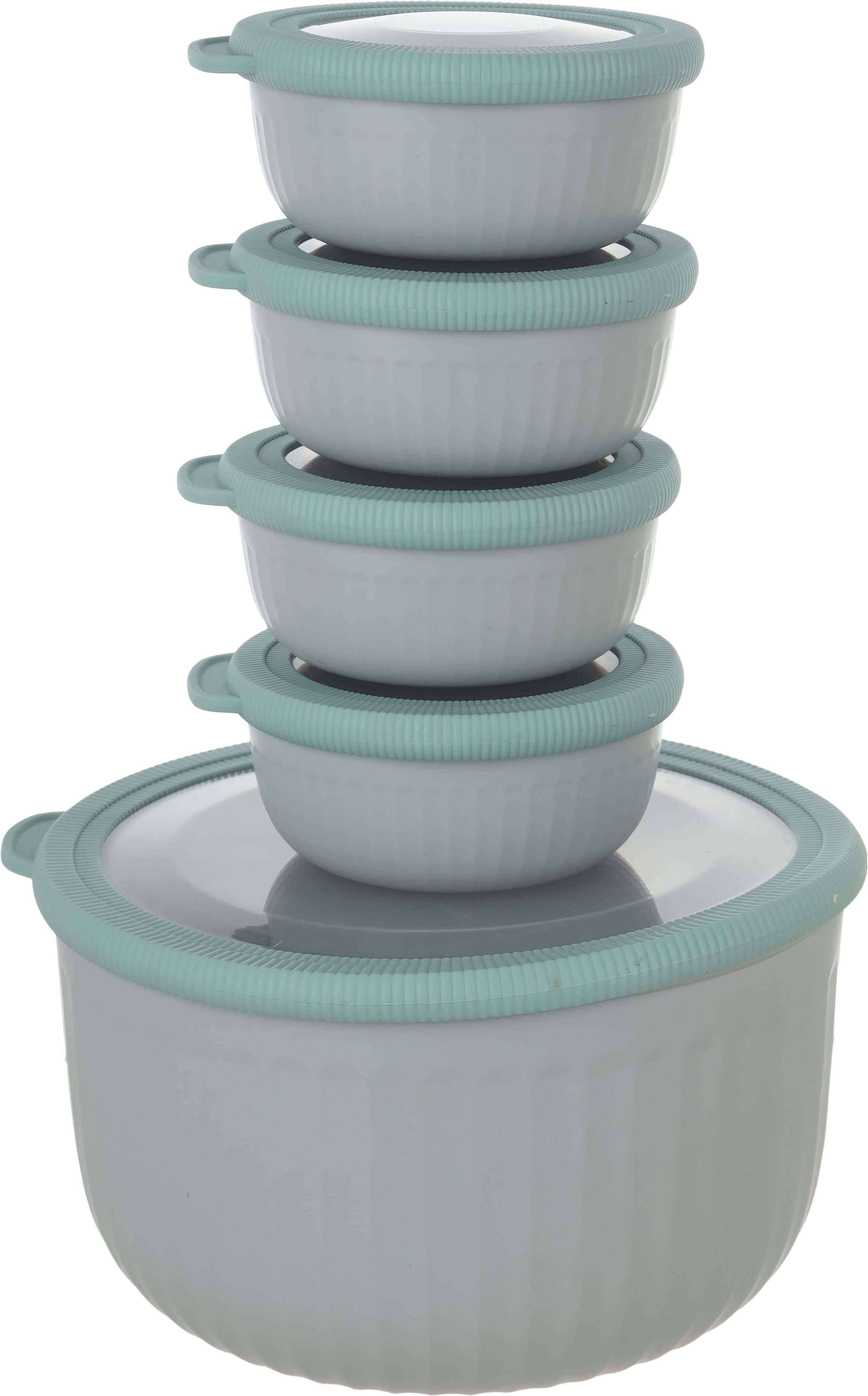 Plastic Refrigerator Box Set, 5 Pieces - Grey Olive