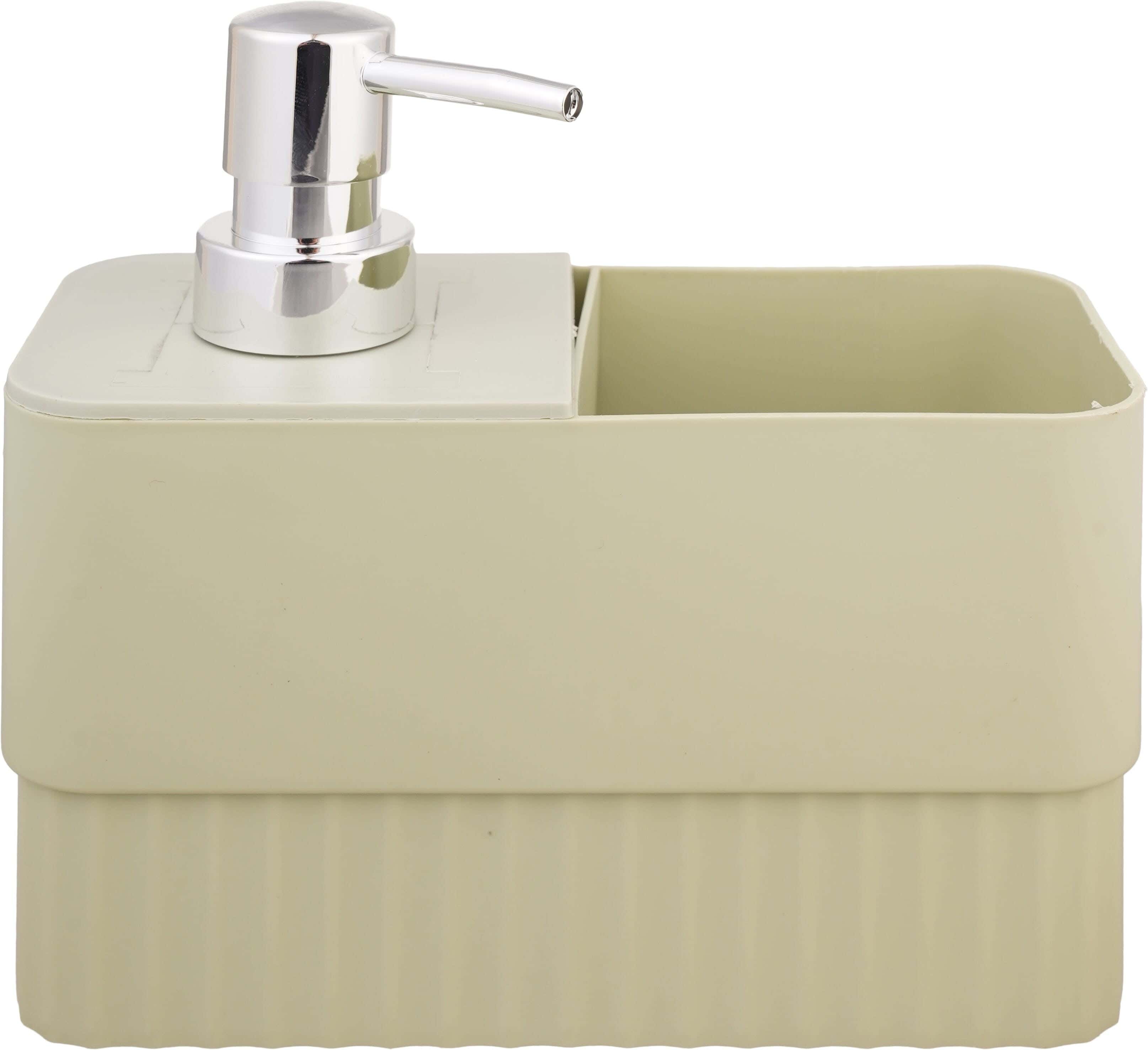 Winner Plast Plastic soap pump with sponge holder, 16.5×15.5×7.5 cm - Olive