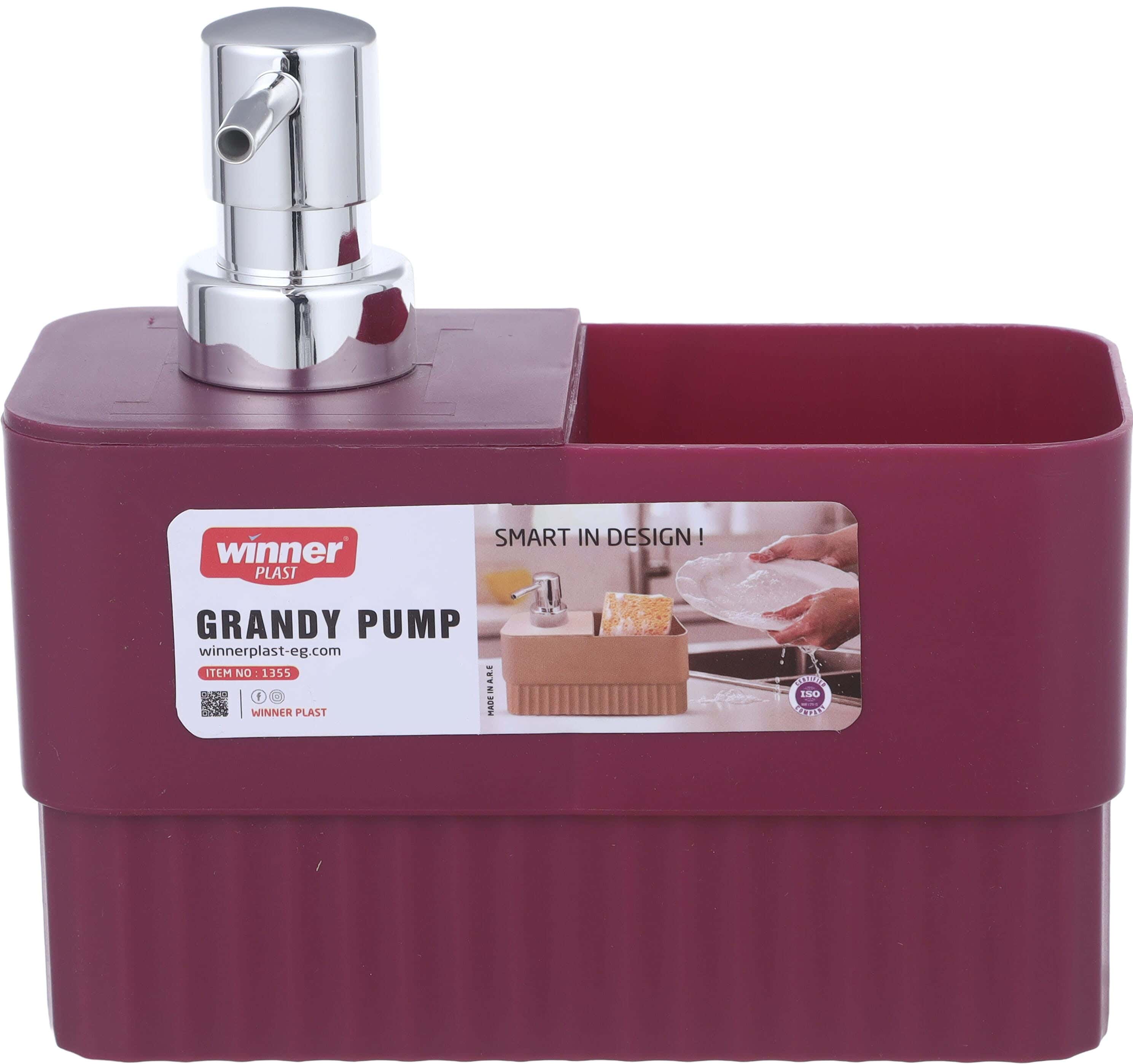 Winner Plast Plastic soap pump with sponge holder, 16.5×15.5×7.5 cm - Purple