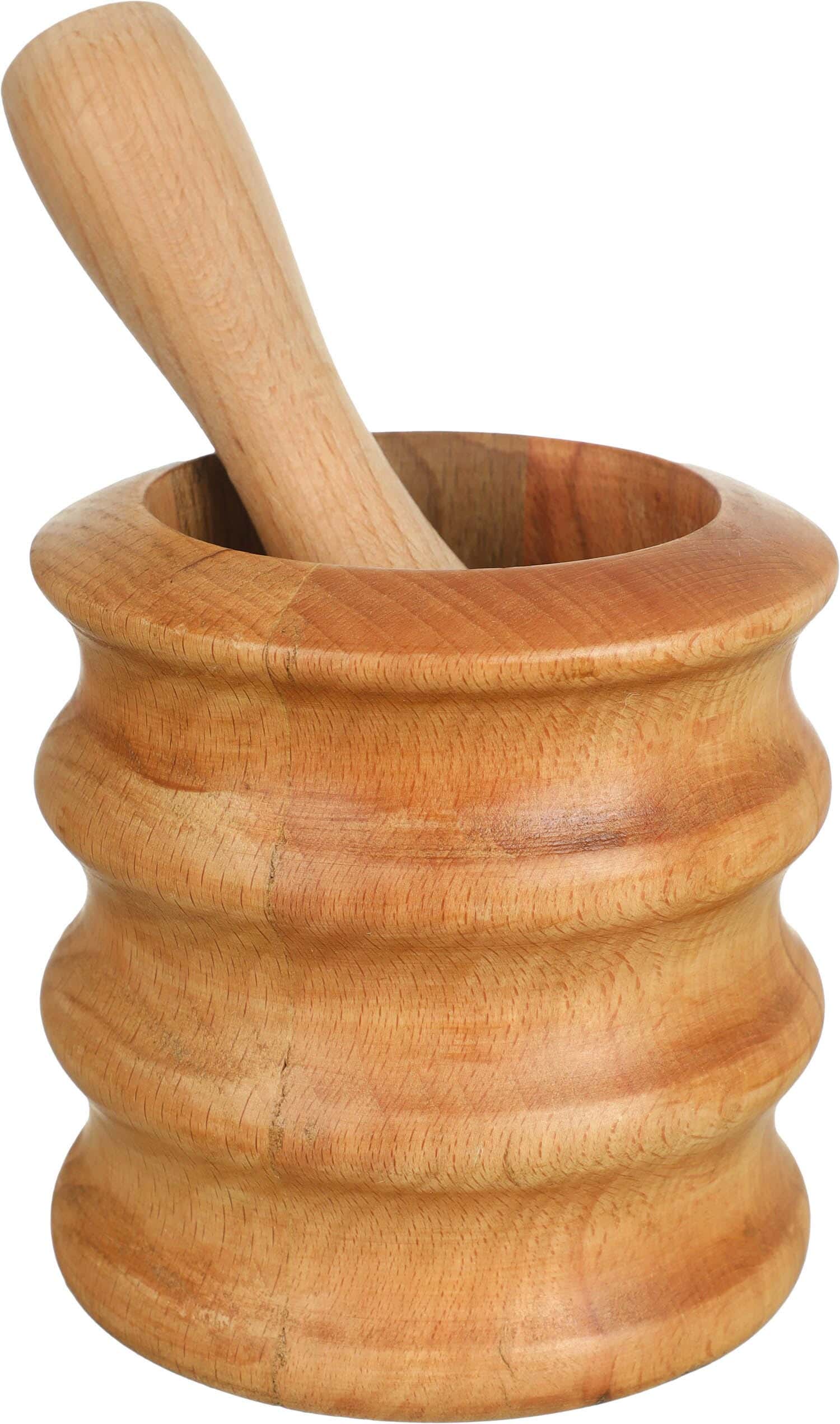 Rose Wood Beech Wood Mortar with Pestle, 13×13 cm - Wooden