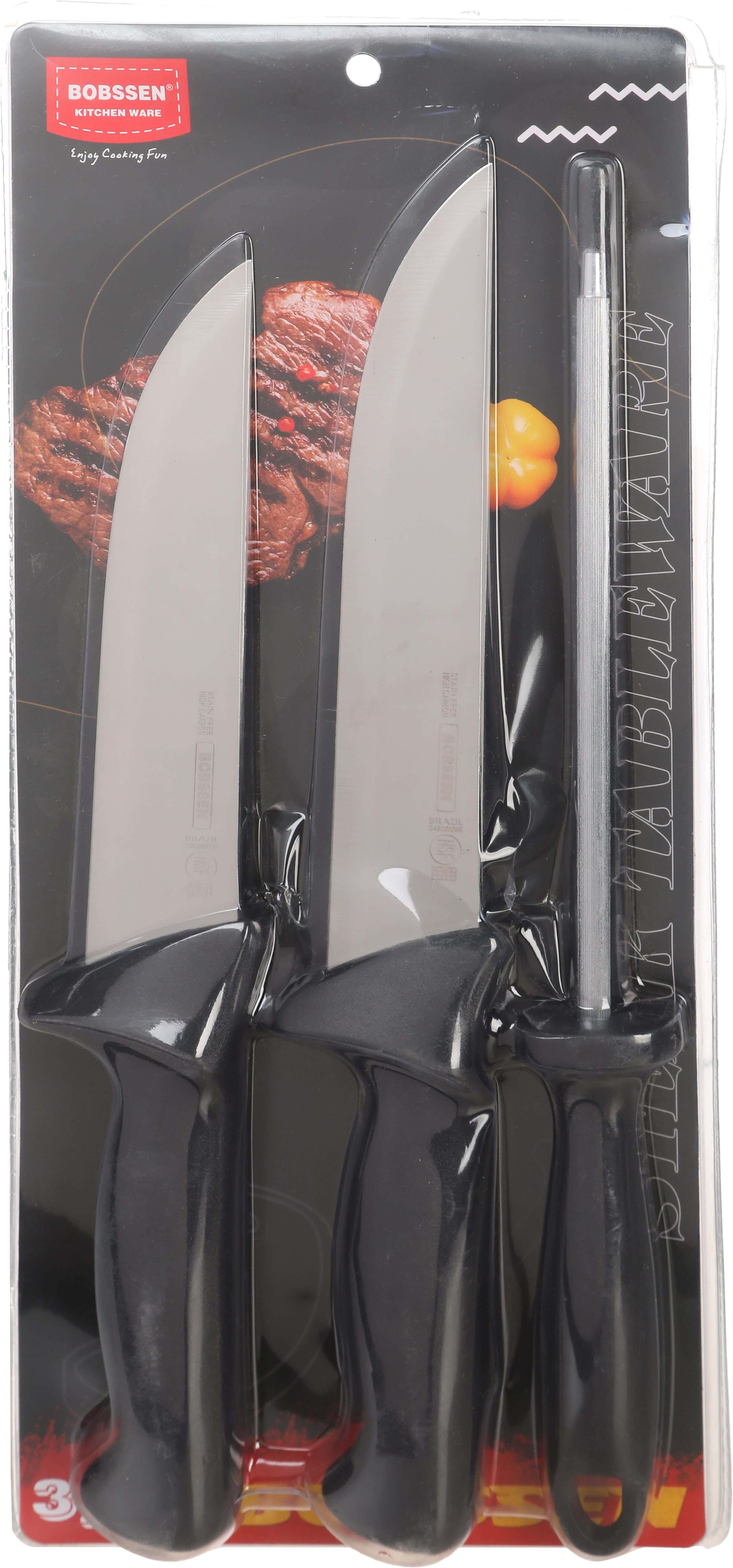 Bobssen Stainless steel knife set, 3 pieces, with bakelite handles - Black Silver