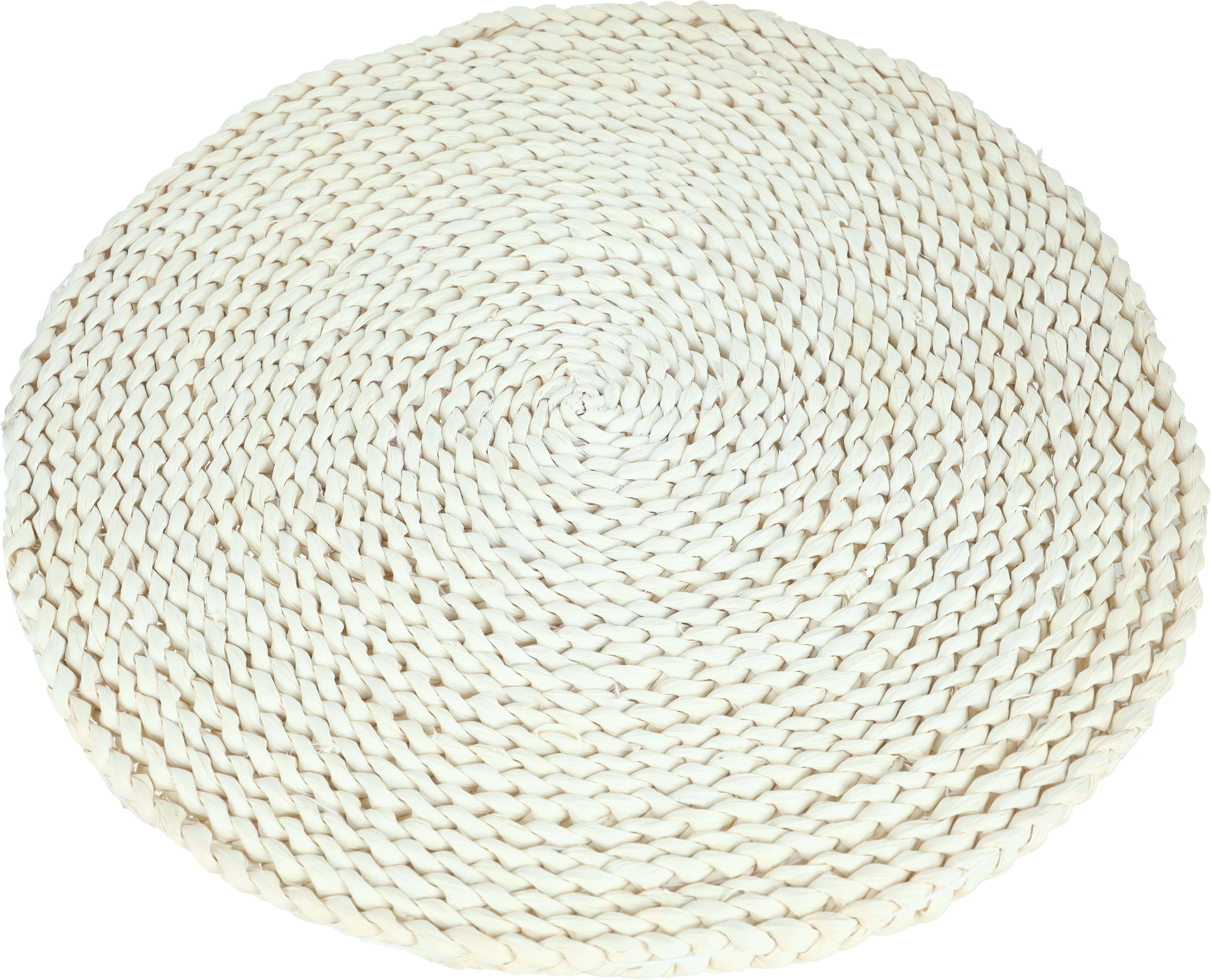 Wicker Round Coaster, 35 cm - Light Beige