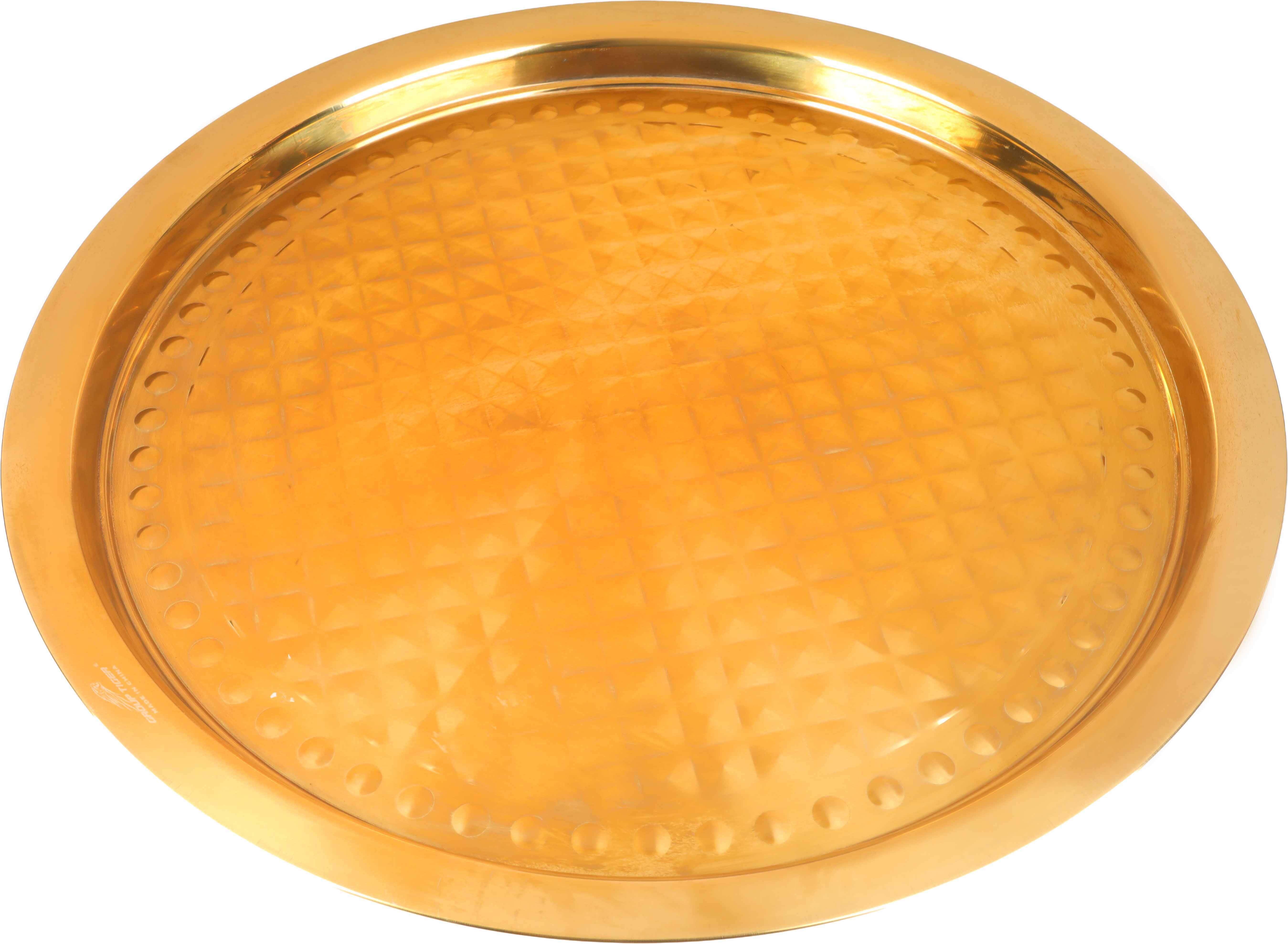 stainless steel Round serving tray, 66 cm - Gold