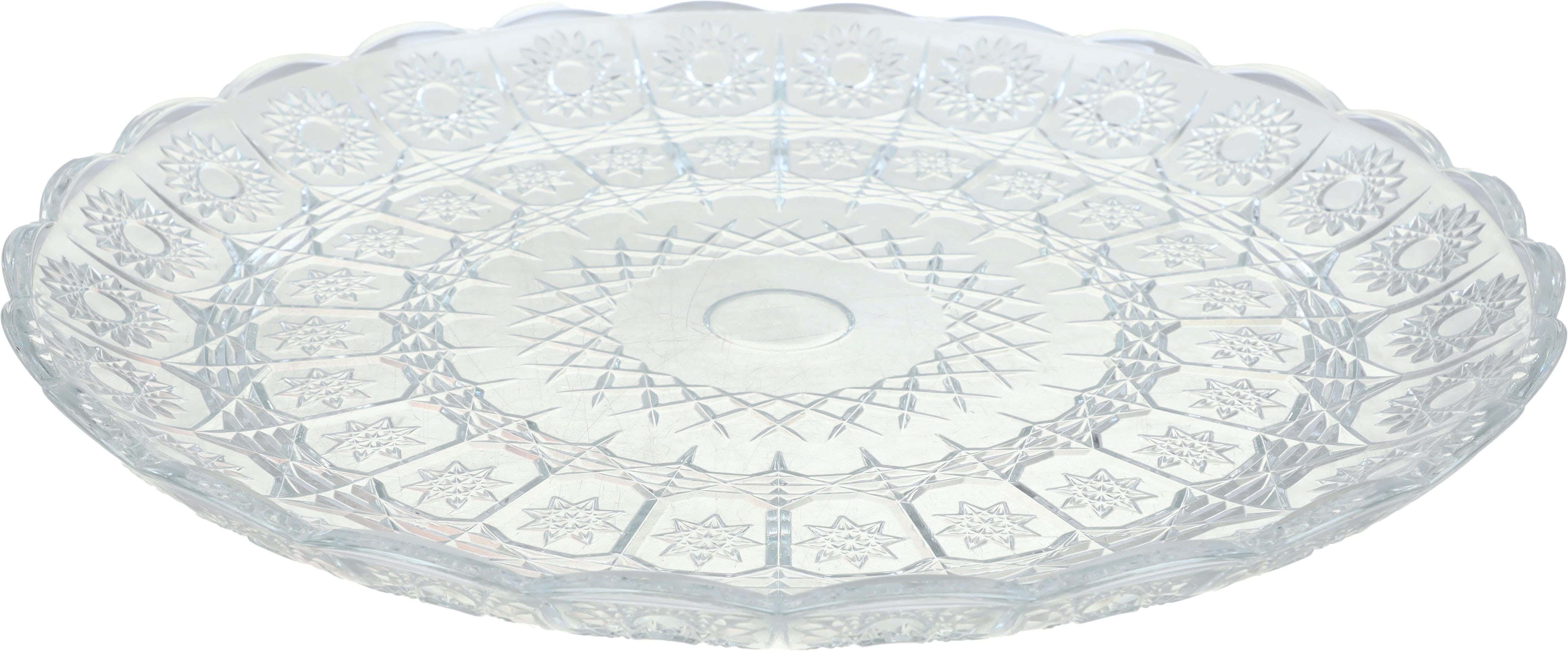 Max Glass Round Flat Plat, 30 cm - Clear Grey