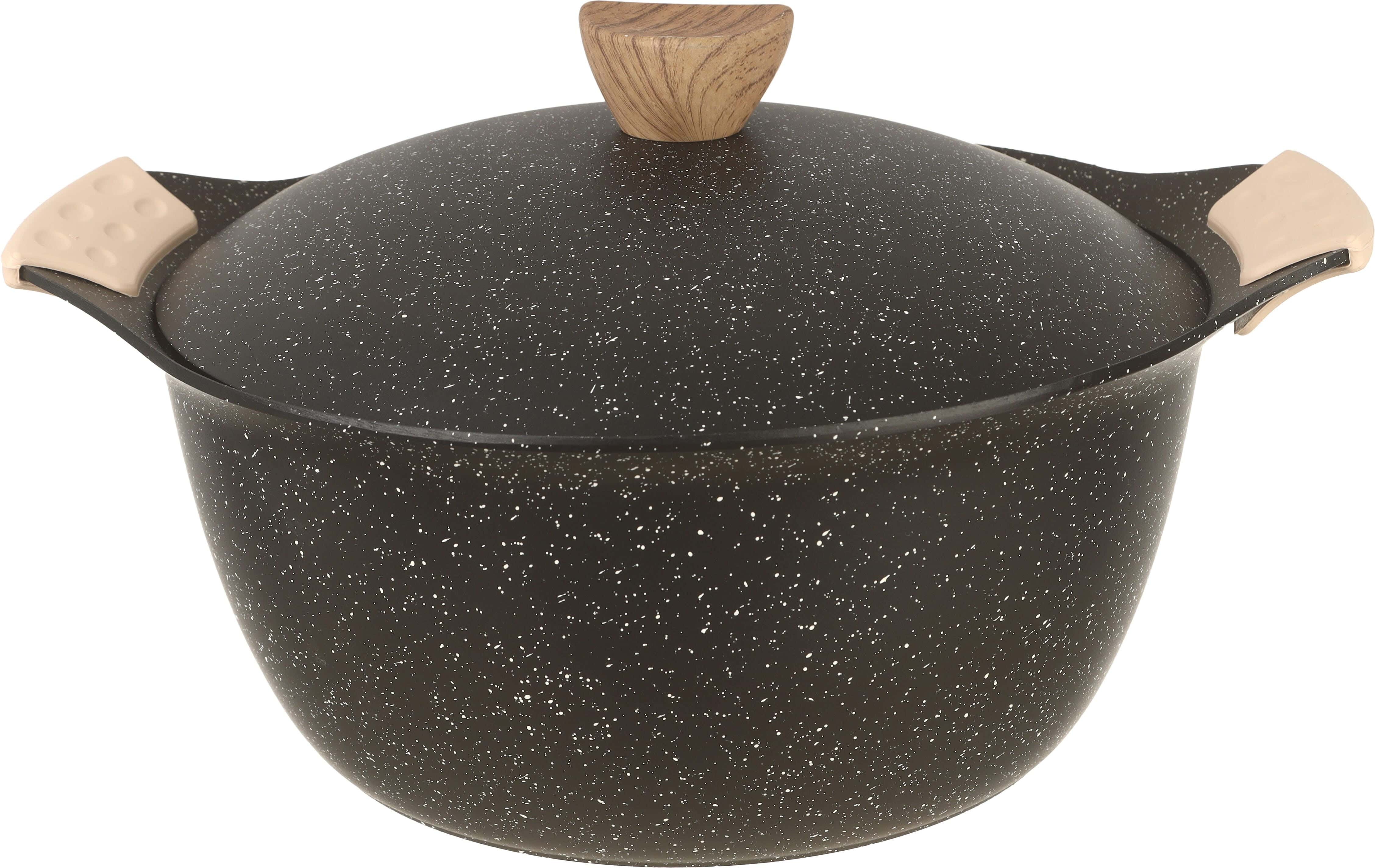 Ideal Home Granite Pot with Lid, 28 cm - Black
