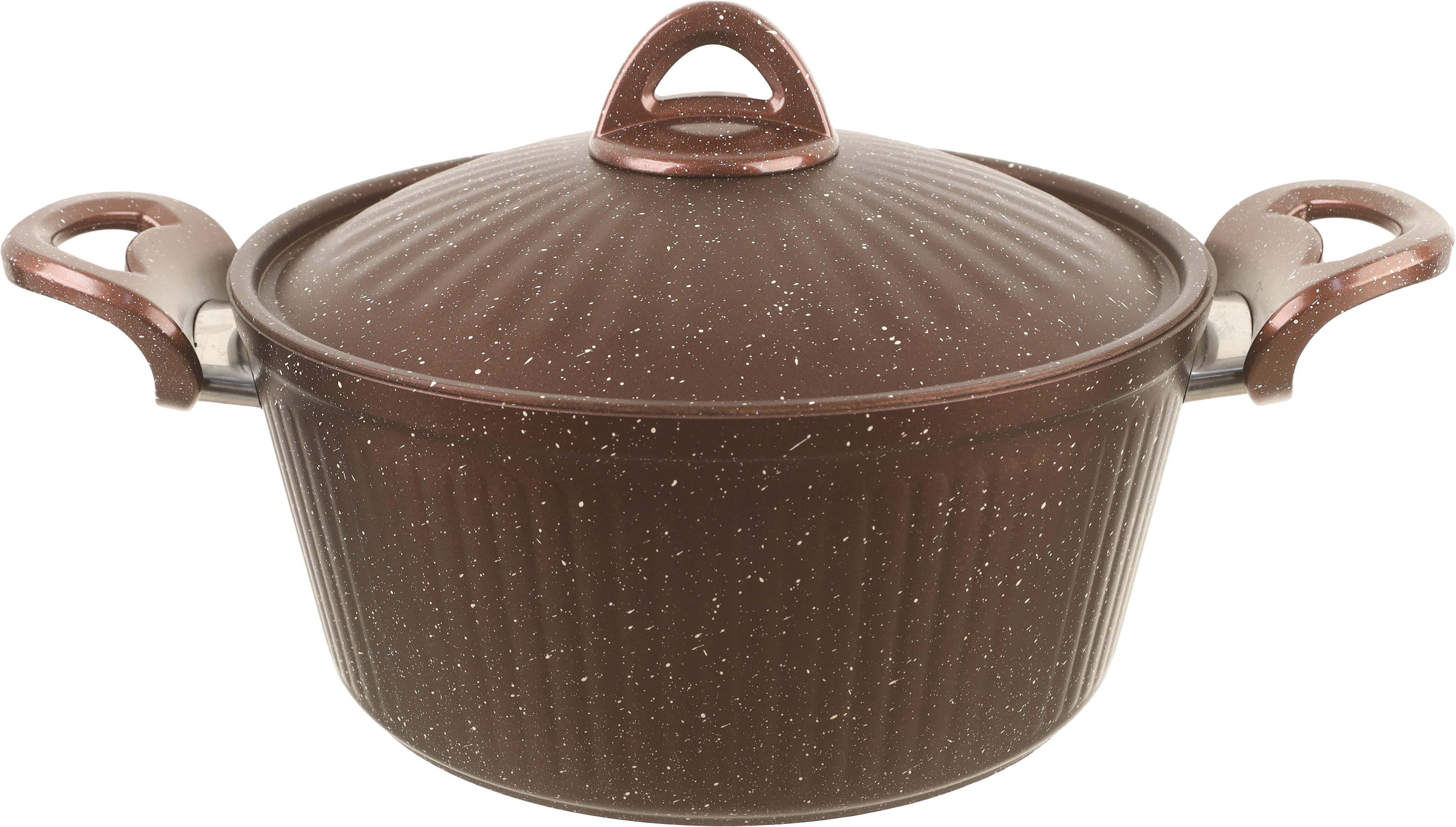 Ideal Home Granite Pot with Lid, Bakelite Handle, 28 cm - Brown