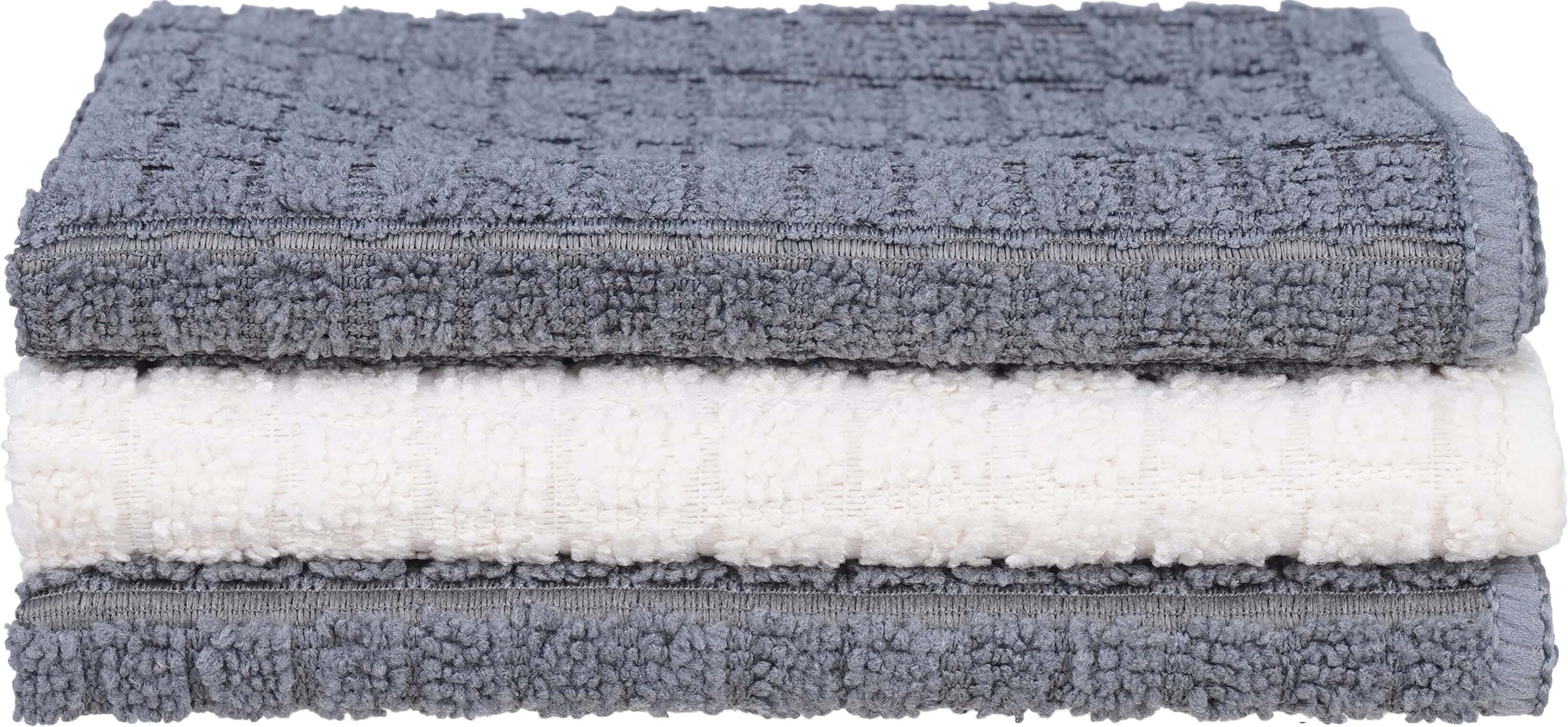 Fabric Kitchen Cleaning Towel Set, 3 Pieces, 30 cm - Grey Off White