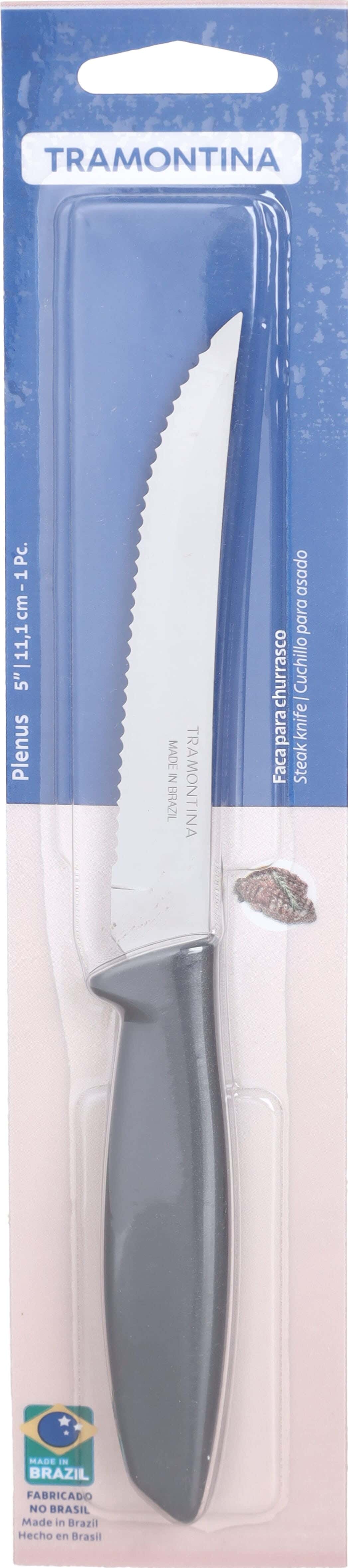 Tramontina Stainless Steel Knife with Plastic Handle, 13 cm - Grey Silver