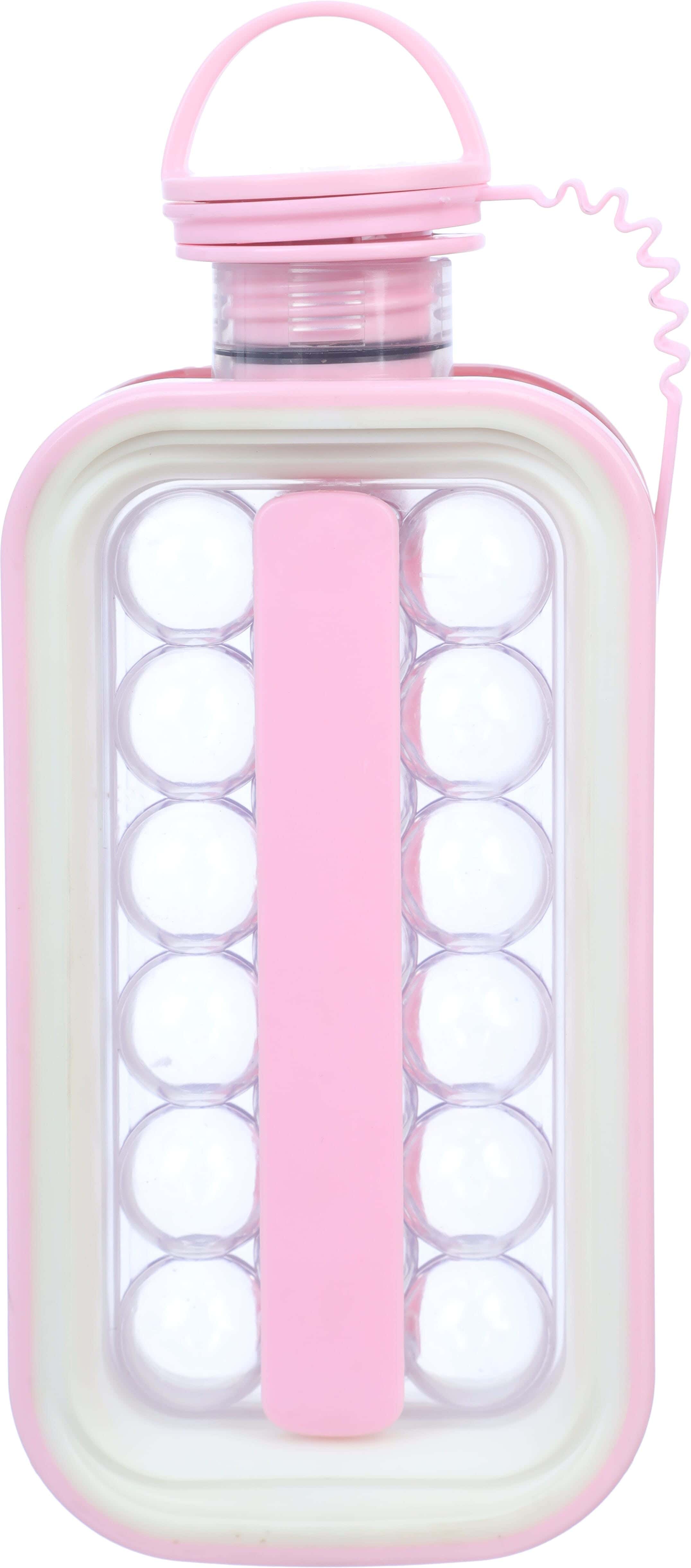 Plastic Water Bottle With Handle and Double Inner Ice Cube Mold, 1400 ml - White Rose