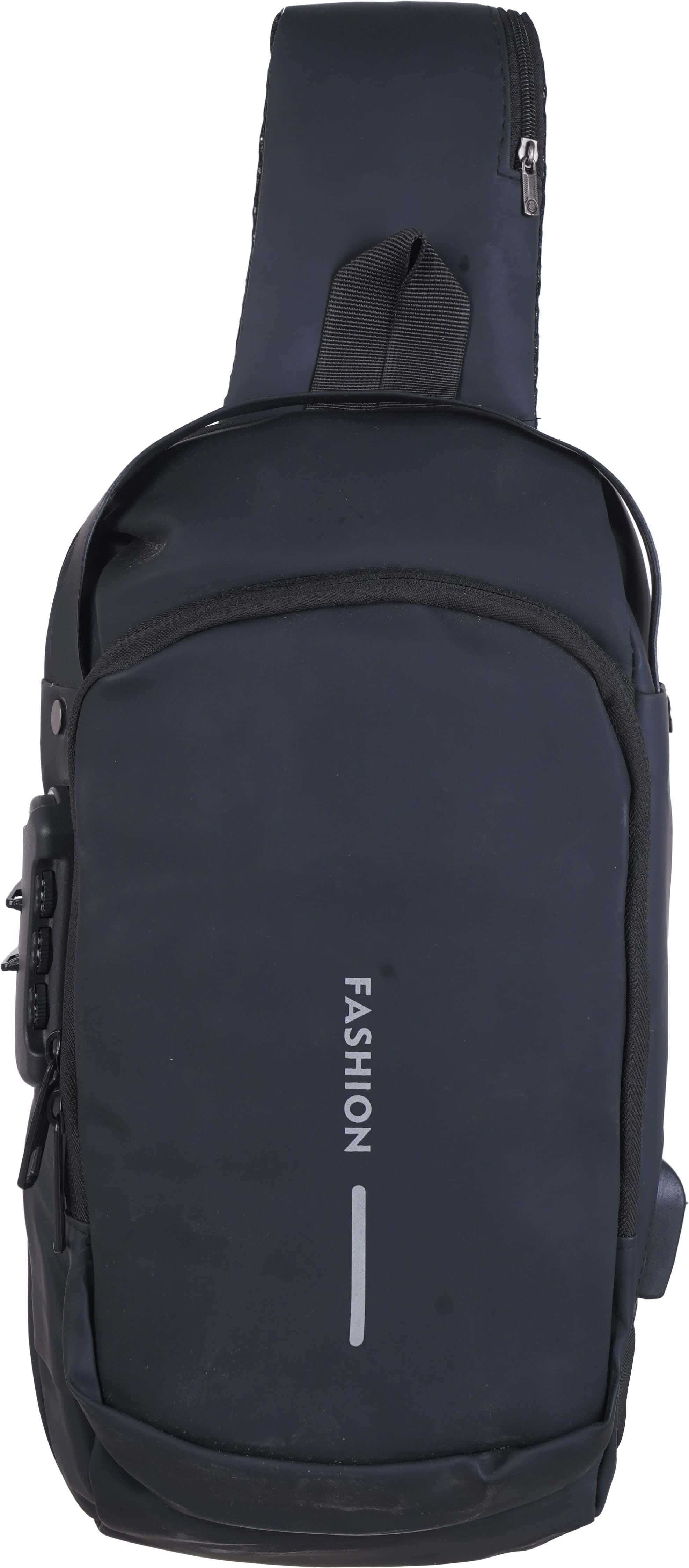 Waterproof Crossbody Bag for Men, 12 inch, 4 Zippers, Digital Lock - Black