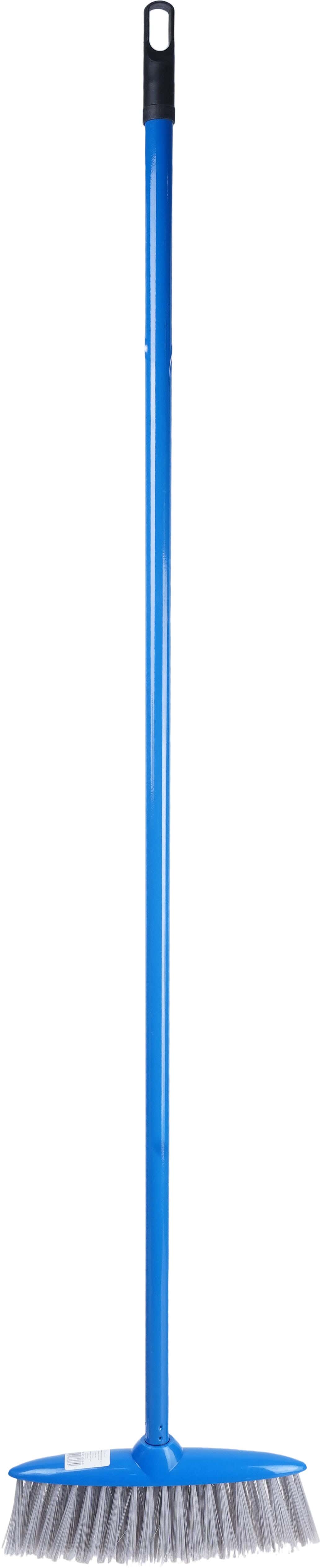 Soft Plastic Floor Broom With Metal Handle, 28×119.5 Cm - Blue