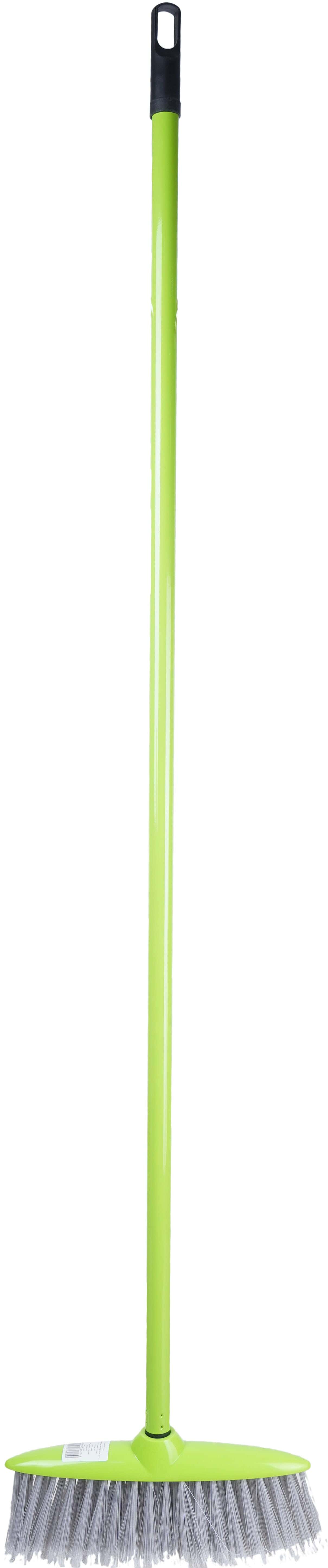 Soft Plastic Floor Broom With Metal Handle, 28×119.5 Cm - Green