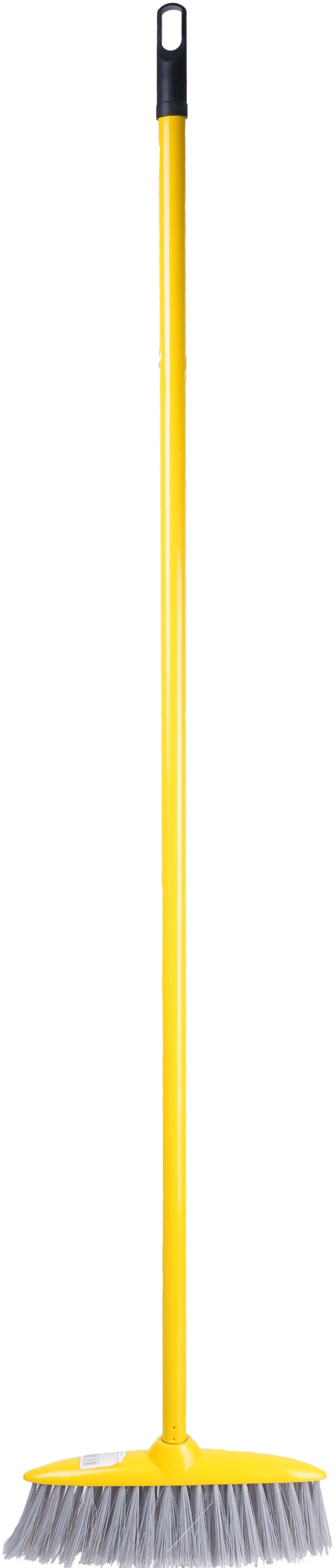 Soft Plastic Floor Broom With Metal Handle, 28×119.5 Cm - Yellow