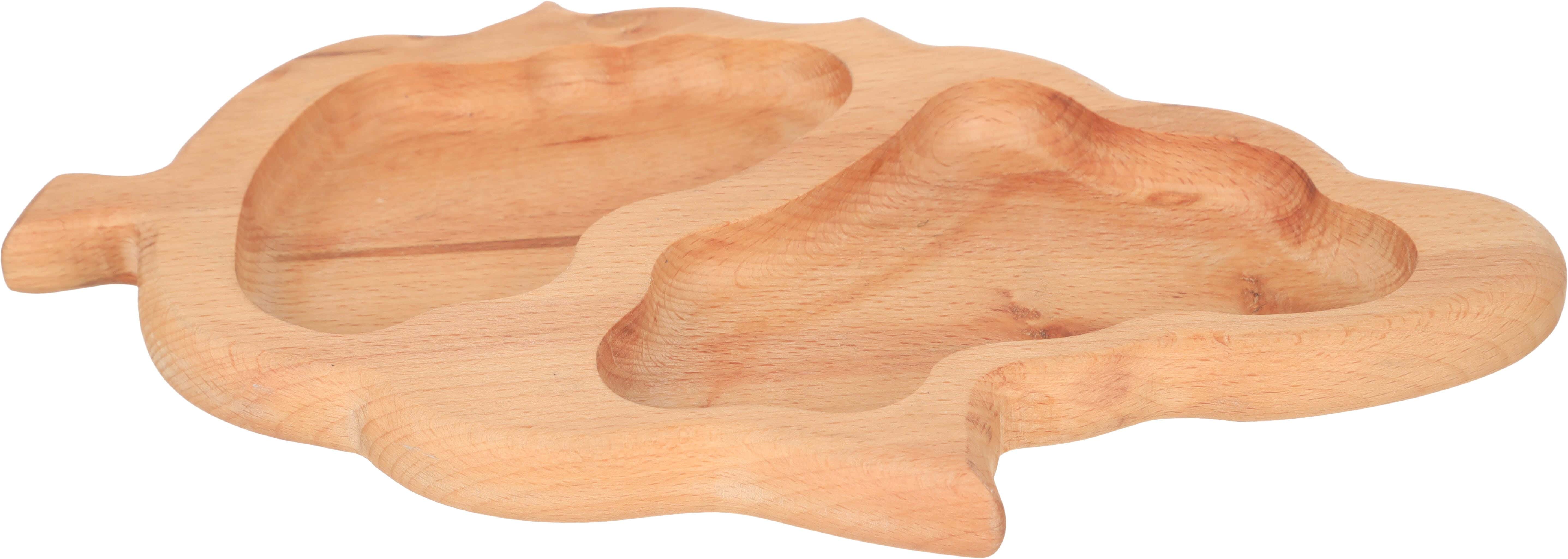 Rosewood Beechwood Leaf-Shaped Nuts Bowl, 30×18 cm - Wooden