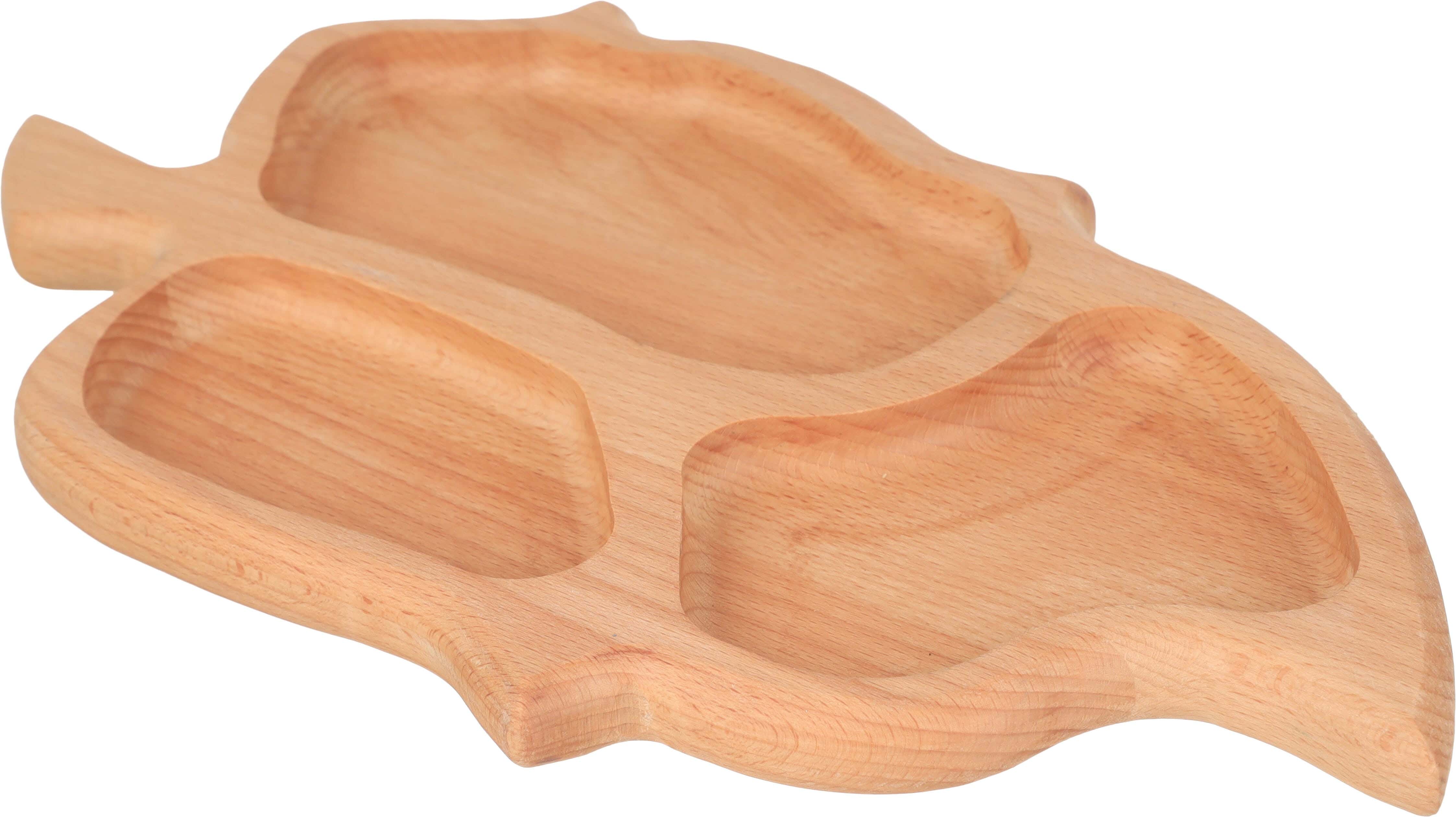 Rosewood Beechwood Leaf-Shaped Nuts Bowl, 20×35 cm - Wooden